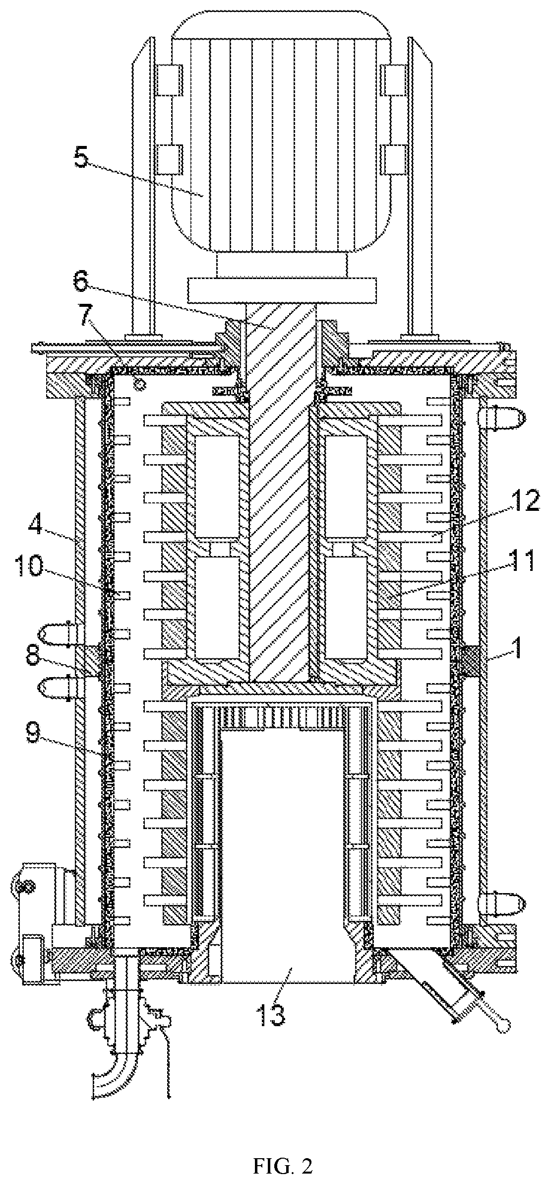 Patent US12569856 Figure 2 – Nano-sand mill with static discharge at tail end of turbine