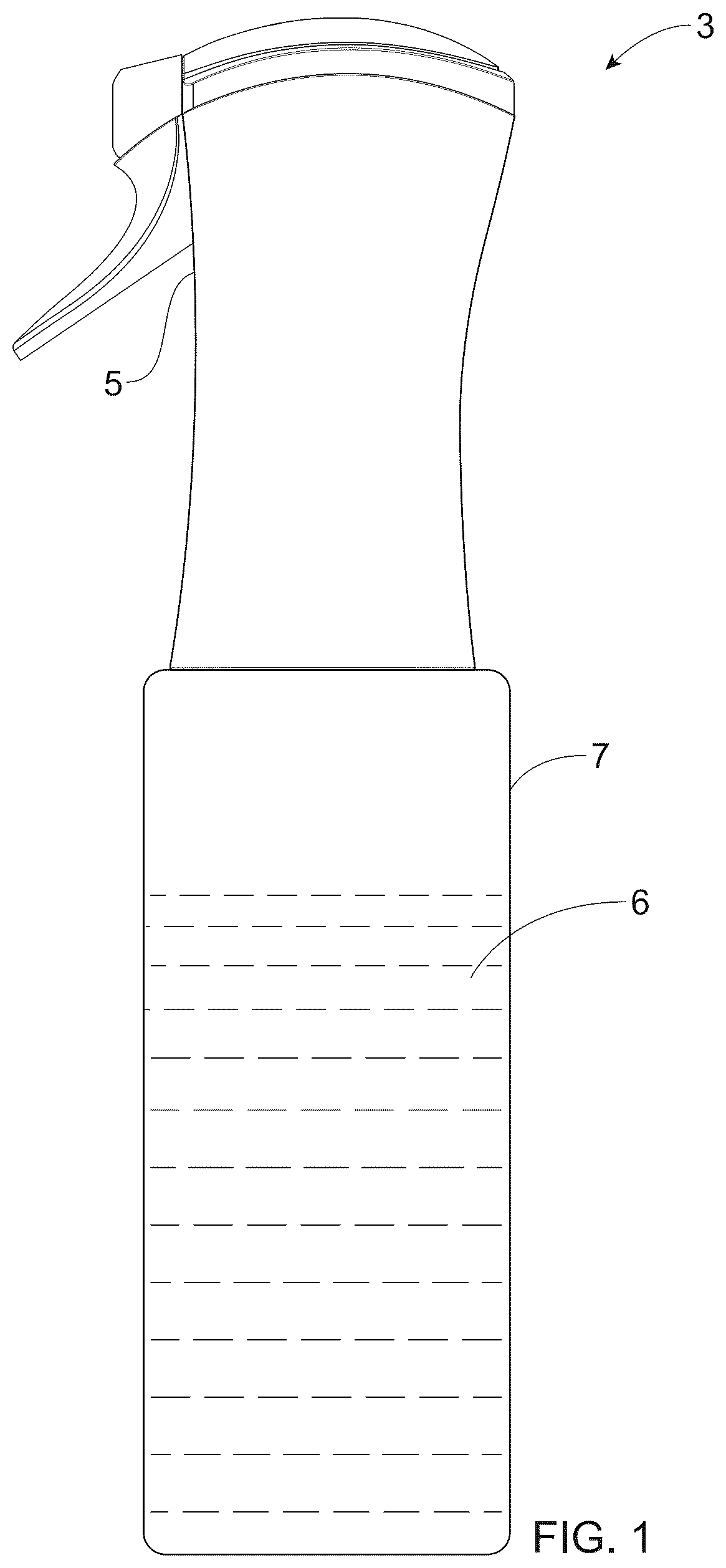 Patent US12569864 Figure 1 – Liquid dispensing product having a spray dispenser