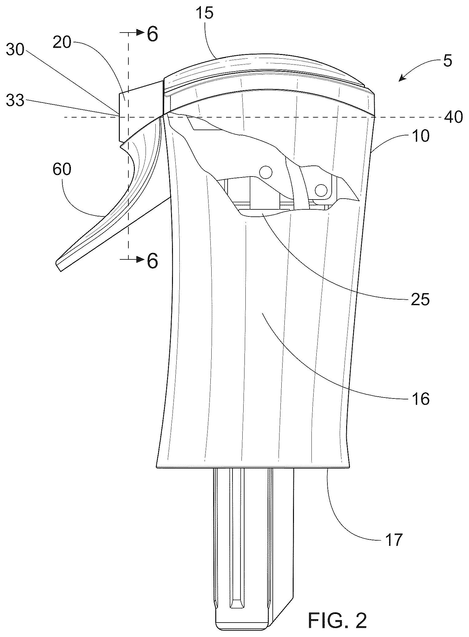 Patent US12569864 Figure 2 – Liquid dispensing product having a spray dispenser