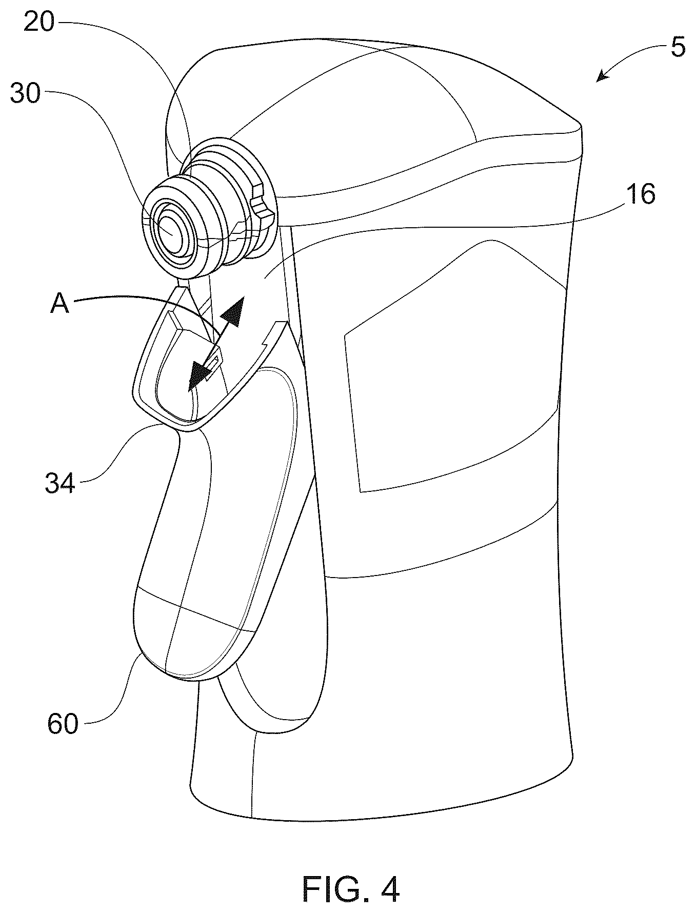 Patent US12569864 Figure 4 – Liquid dispensing product having a spray dispenser