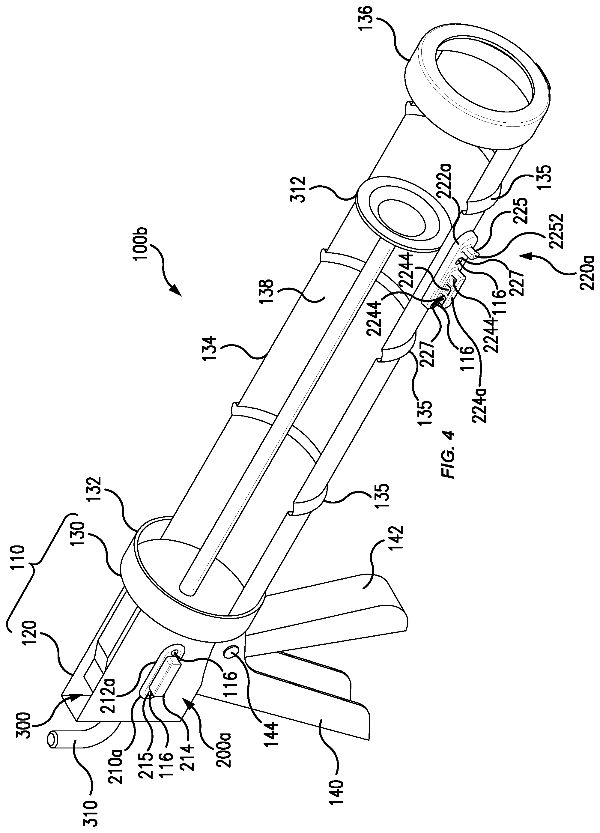 Patent US12569874 Figure 4 – Dispensing gun with onboard accessory tool stowage system