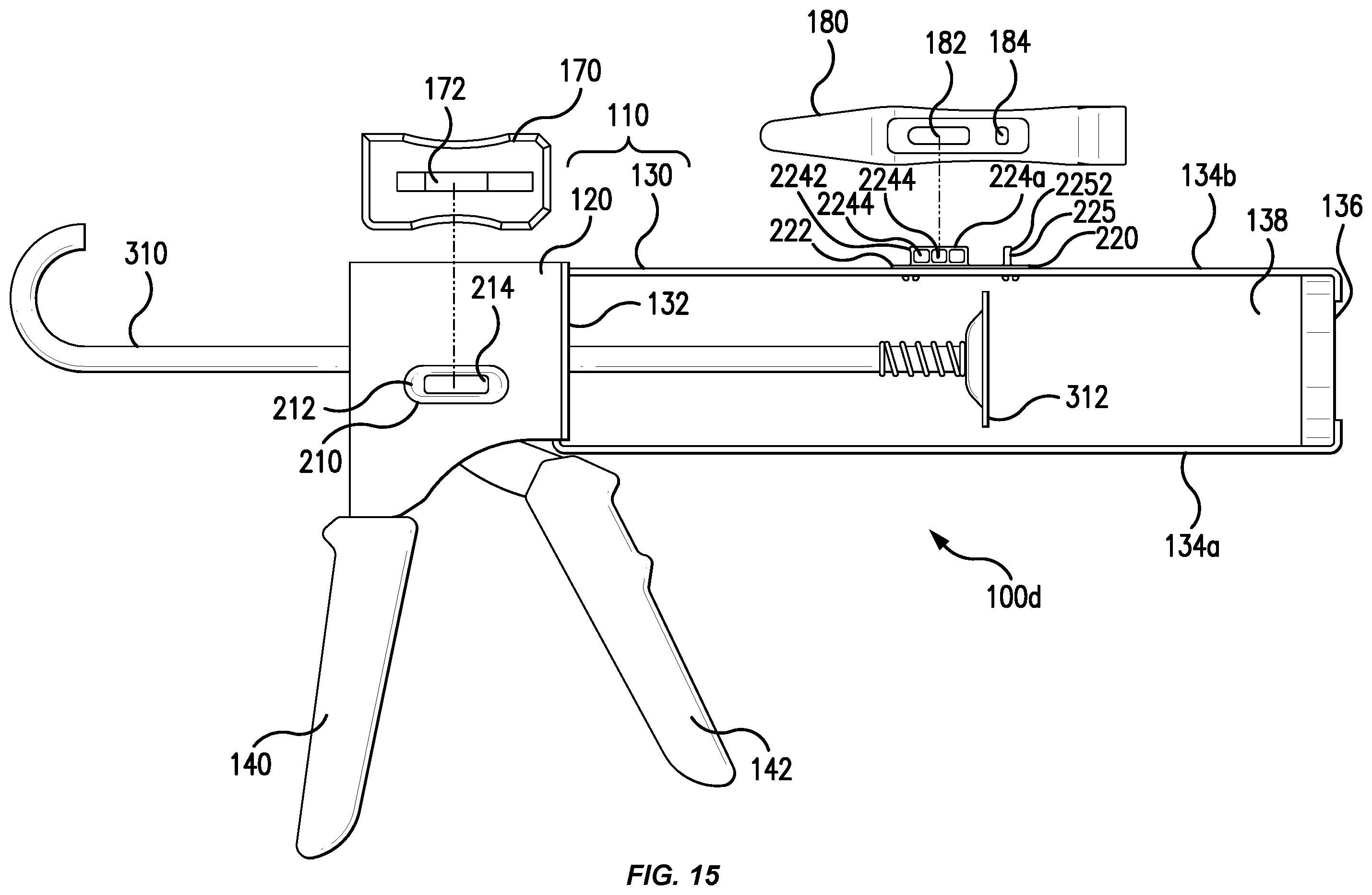 Patent US12569874 Figure 12 – Dispensing gun with onboard accessory tool stowage system