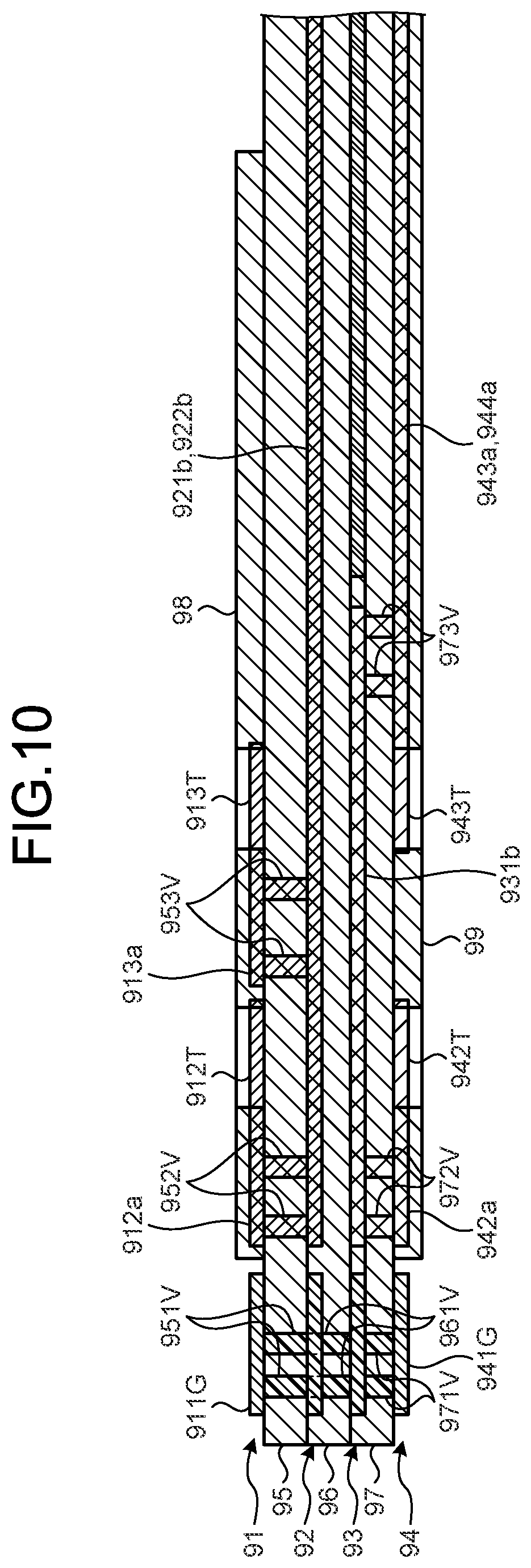 Patent US12569883 Figure 9 – Multilayer board, probe unit, and ultrasound endoscope