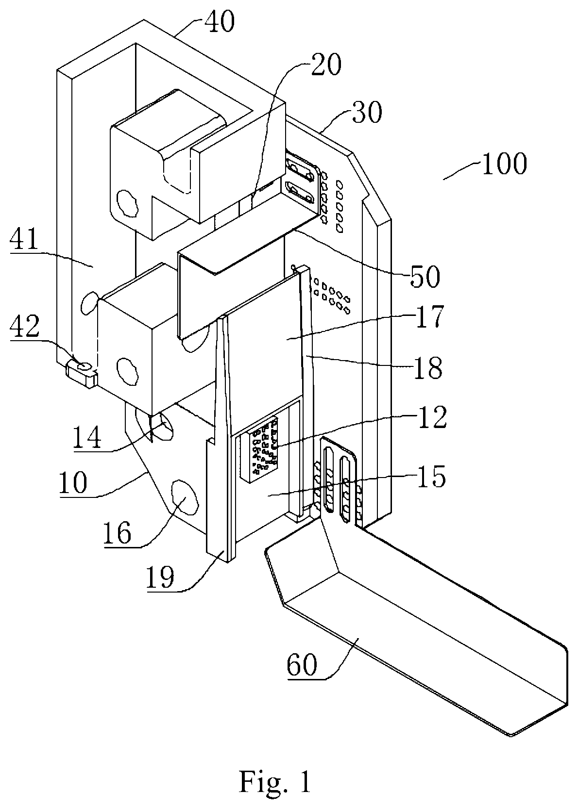 Patent US12569888 Figure 1 – Cleaning device for net monitor and slicer