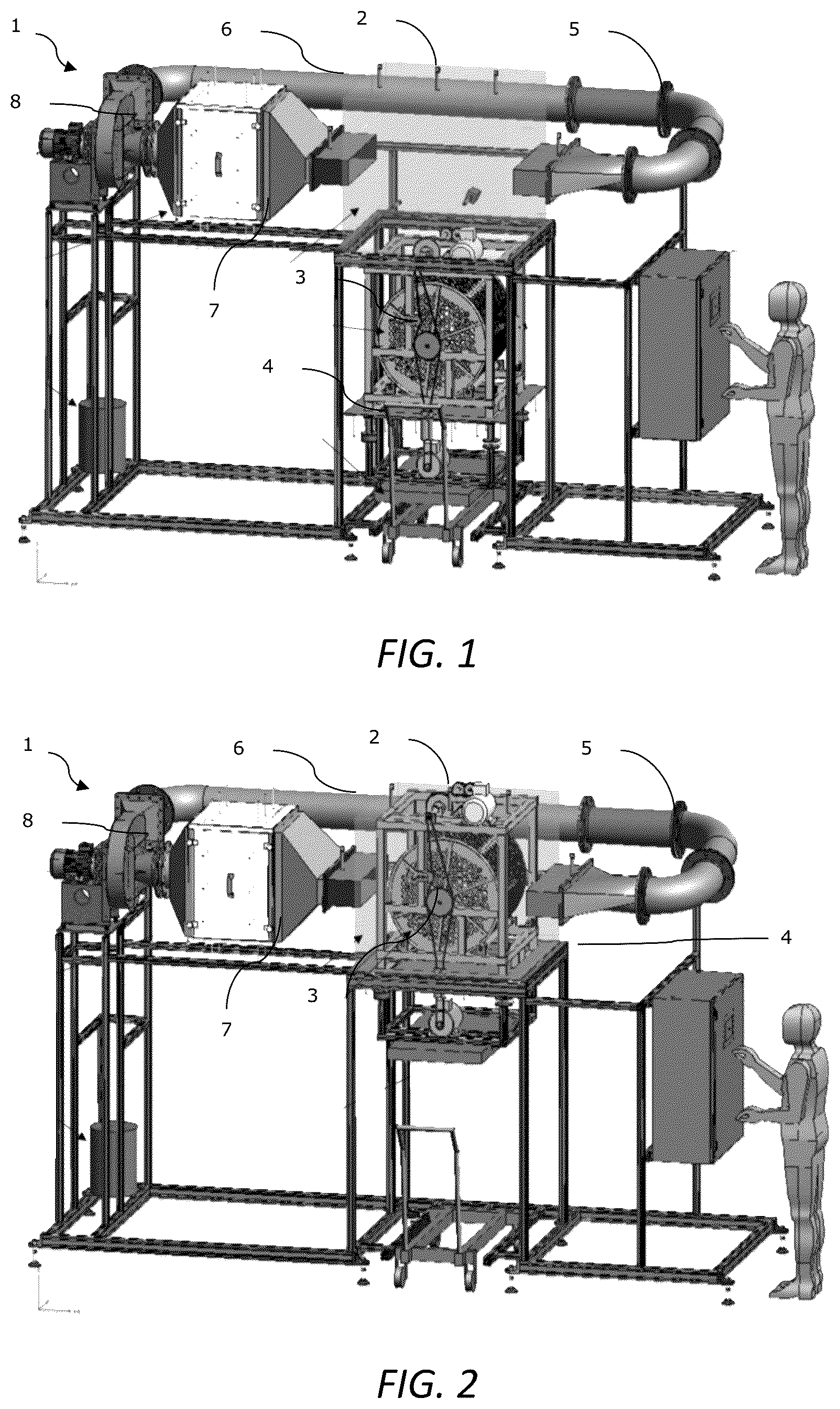Patent US12569894 Figure 1 – Superheated steam and air oven for the disassembly of textile products