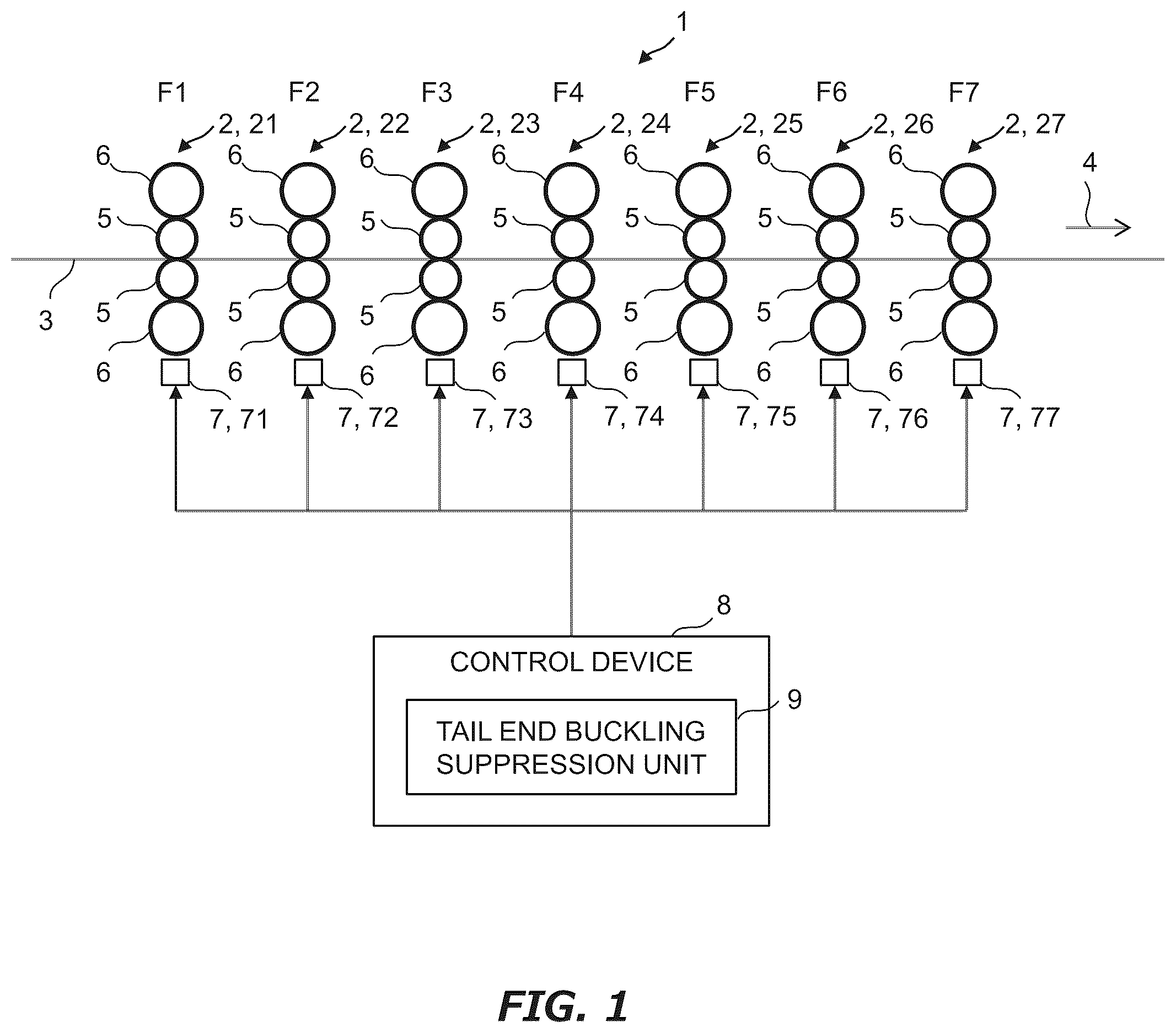 Patent US12569898 — Tail end buckling suppression device — Figure 1