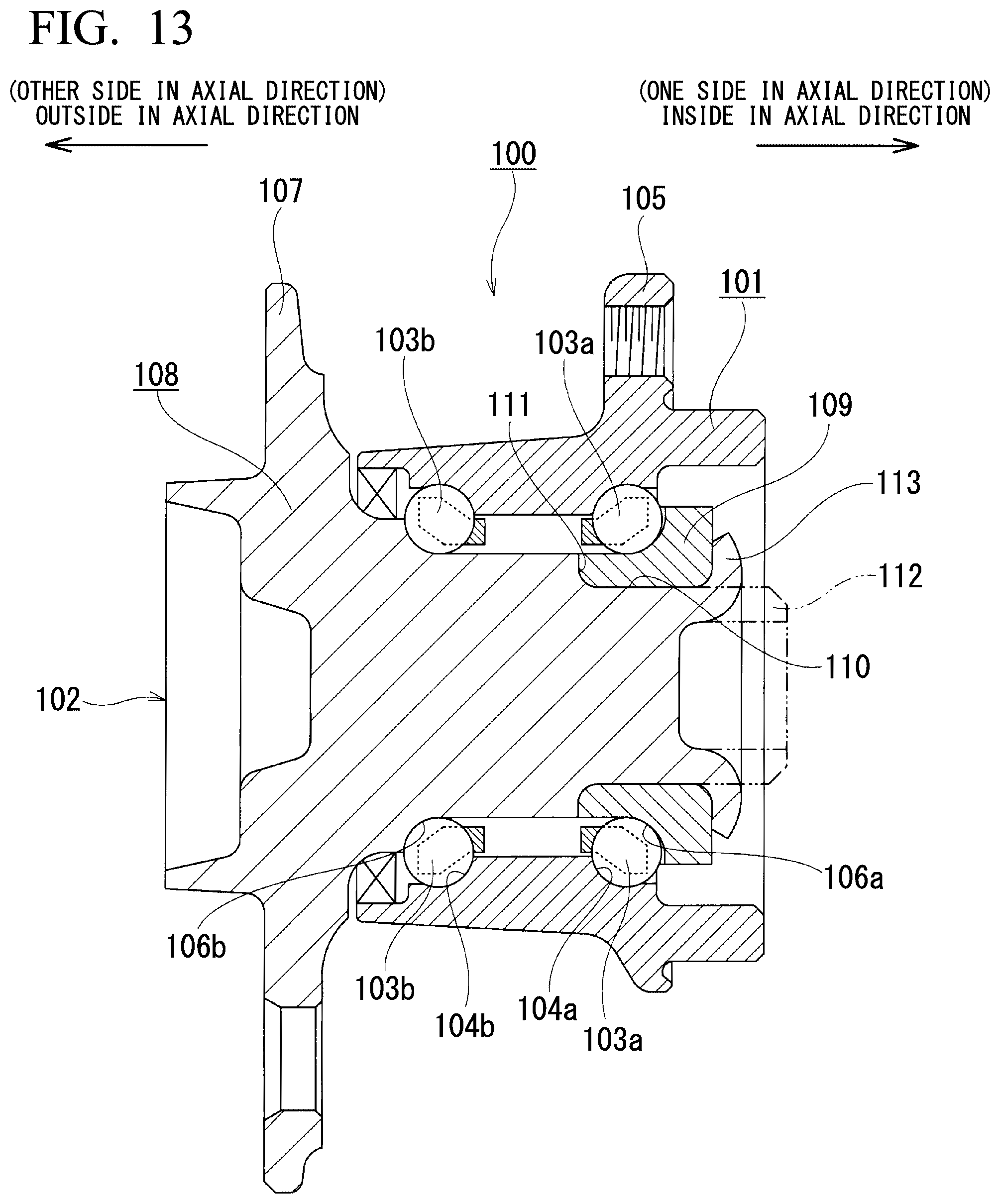 Patent US12569902 Figure 12 – Method of manufacturing staking assembly, method of manufacturing hub unit bearing, staking device, staking assembly, and method of manufacturing vehicle