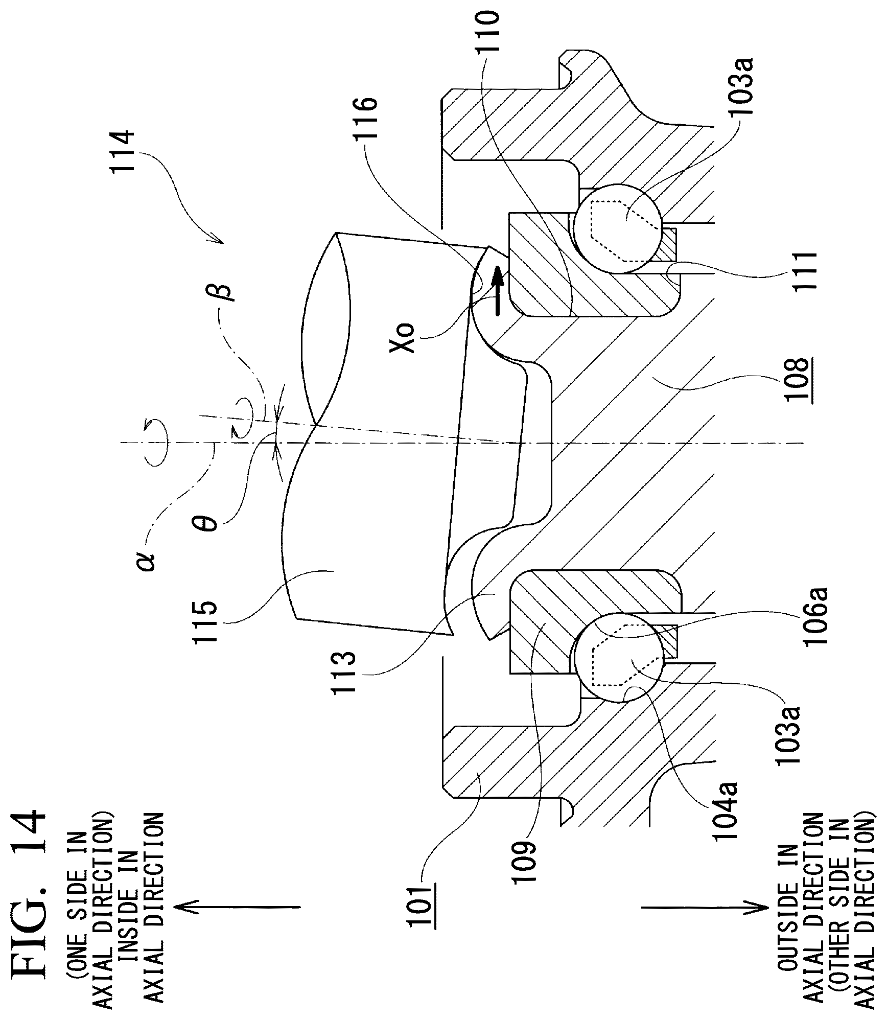 Patent US12569902 Figure 13 – Method of manufacturing staking assembly, method of manufacturing hub unit bearing, staking device, staking assembly, and method of manufacturing vehicle