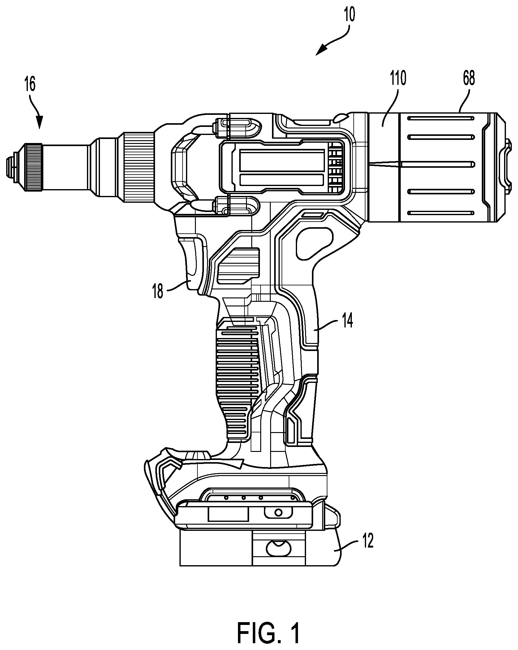 Patent US12569907 Figure 1 – Blind rivet setting tool