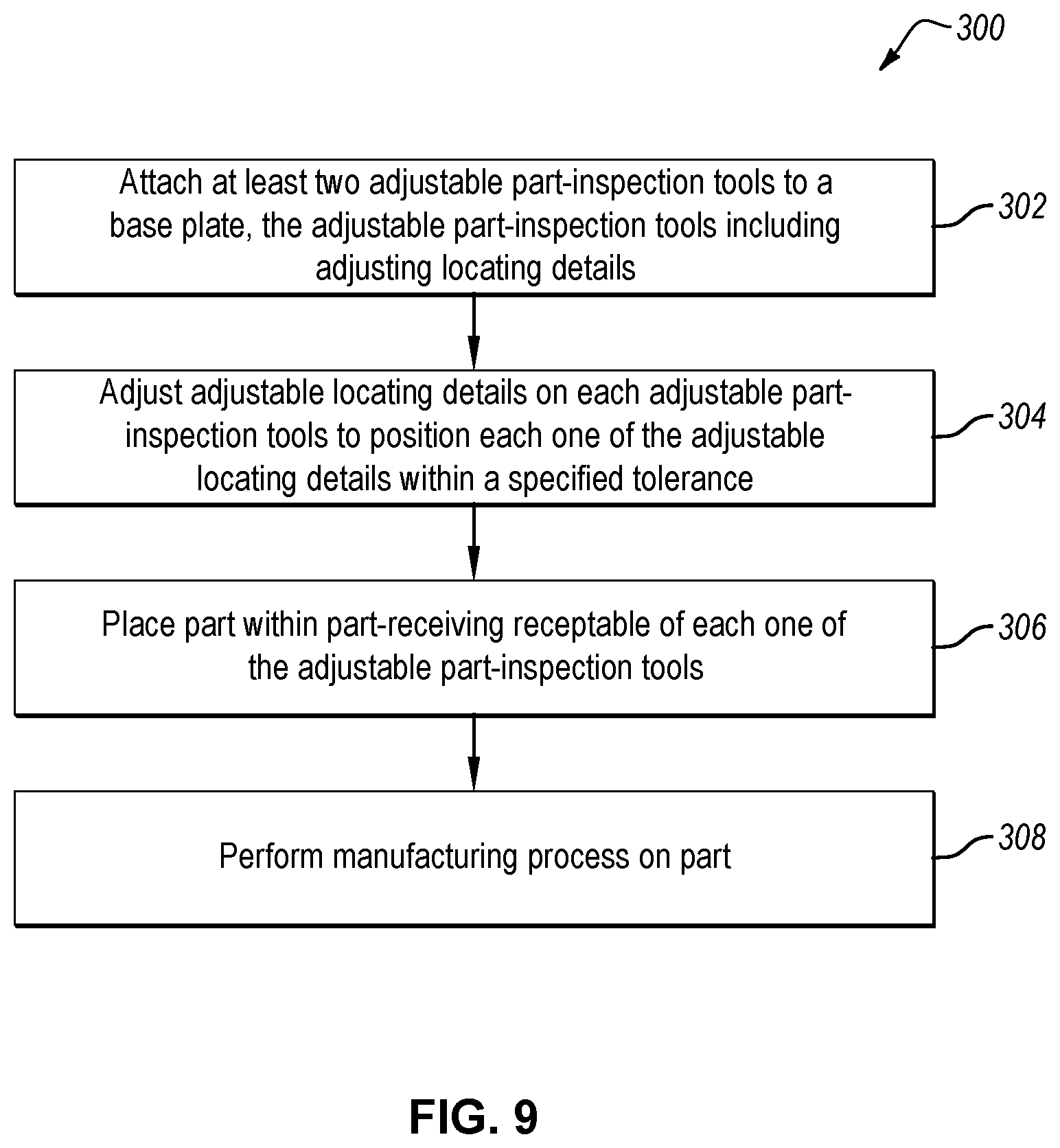 Patent US12569946 Figure 9 – Adjustable part-manufacturing tool and associated systems and methods