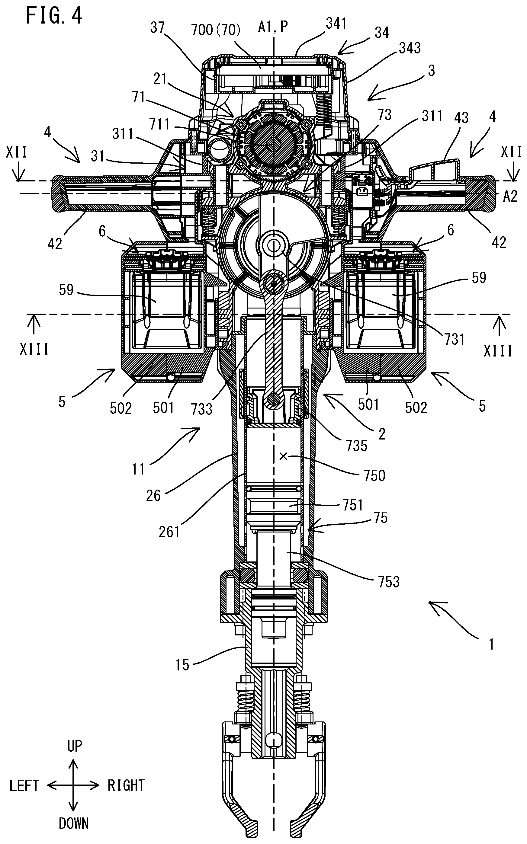 Patent US12569970 Figure 4 – Power tool having hammer mechanism