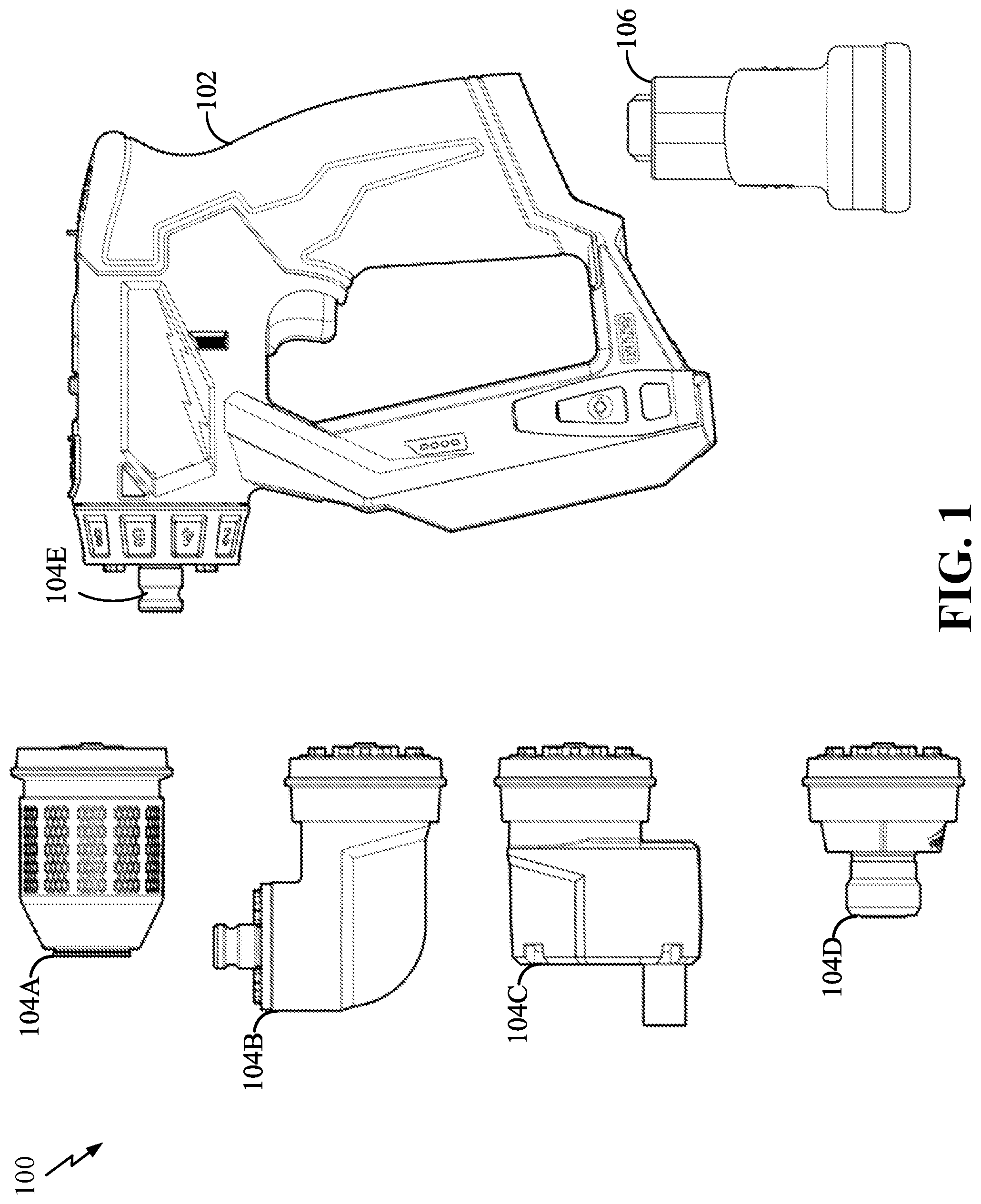 Patent US12569972 — Adaptable motor control of modular power tool — Figure 1
