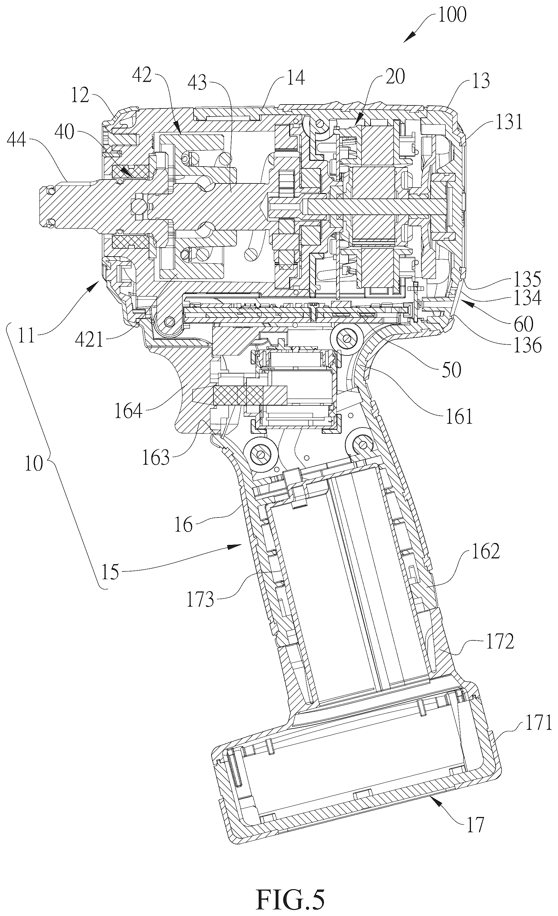 Patent US12569974 Figure 5 – Power tool