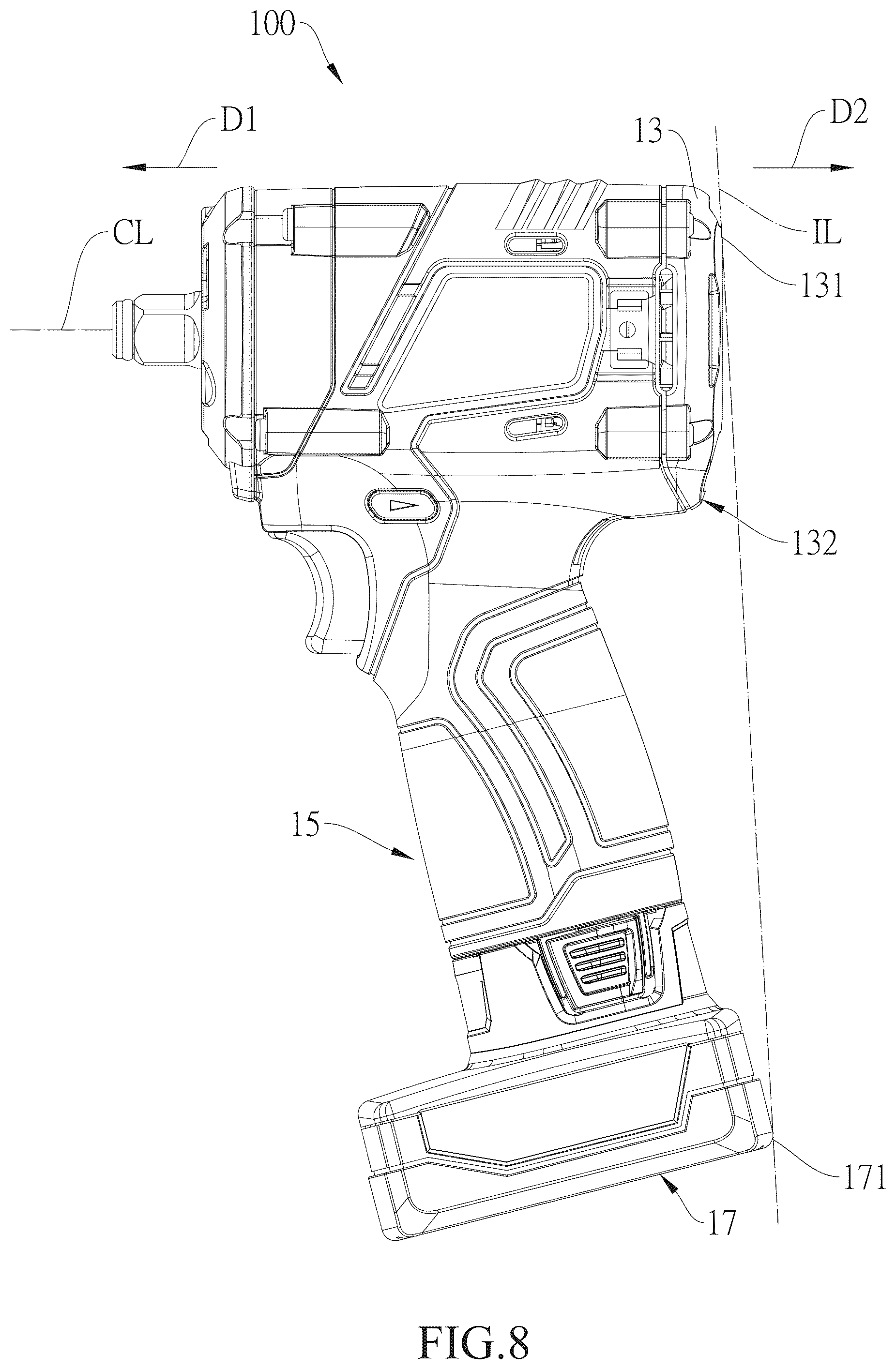 Patent US12569974 Figure 8 – Power tool