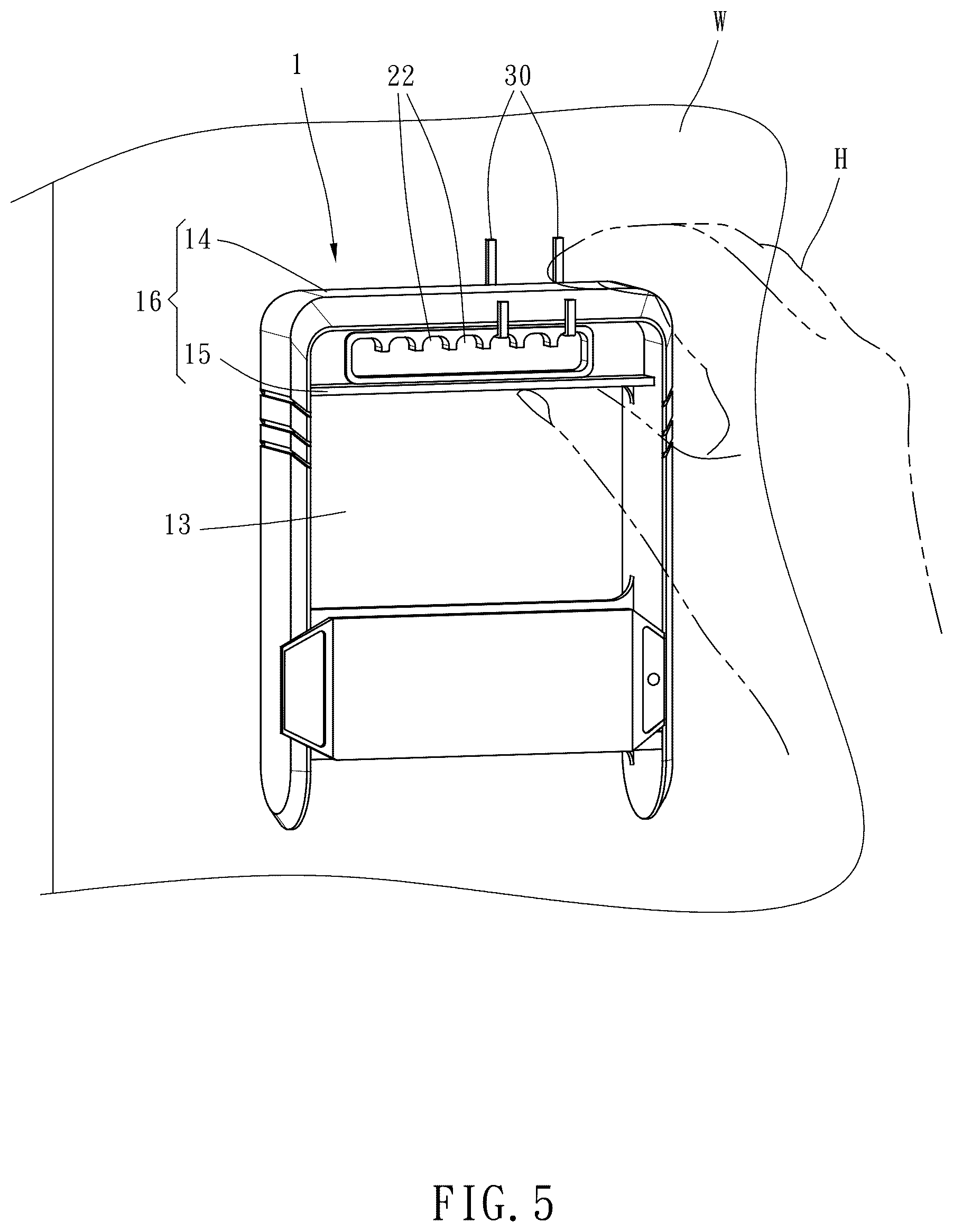 Patent US12569976 Figure 5 – Tool hanger