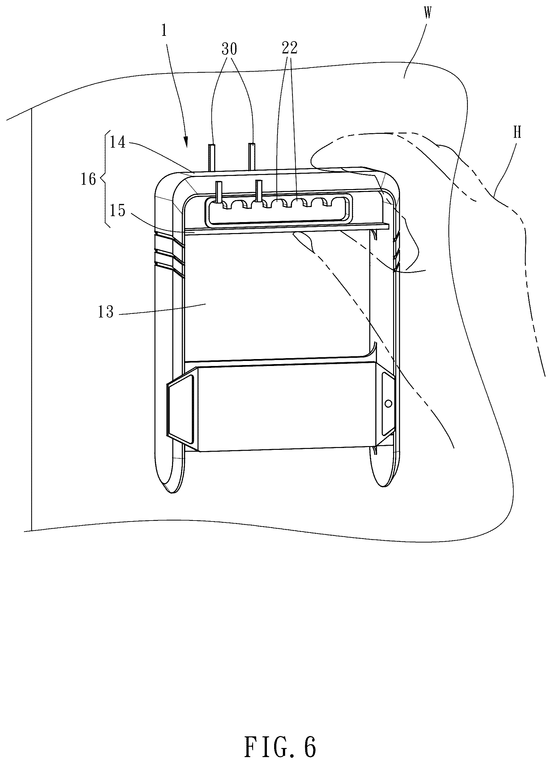 Patent US12569976 Figure 6 – Tool hanger