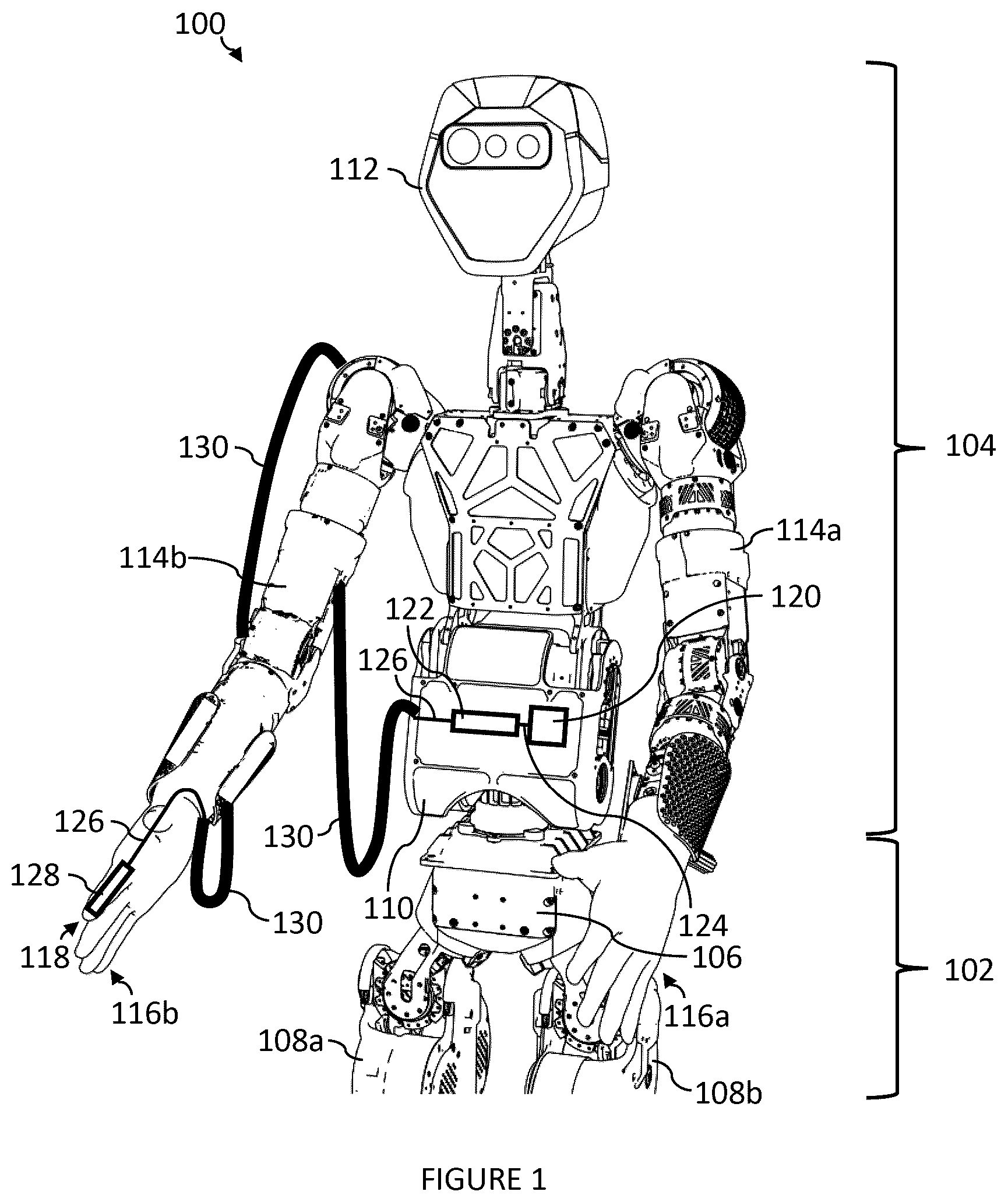 Patent US12569982 Figure 1 – Systems, devices, and methods for a hydraulic robotic arm