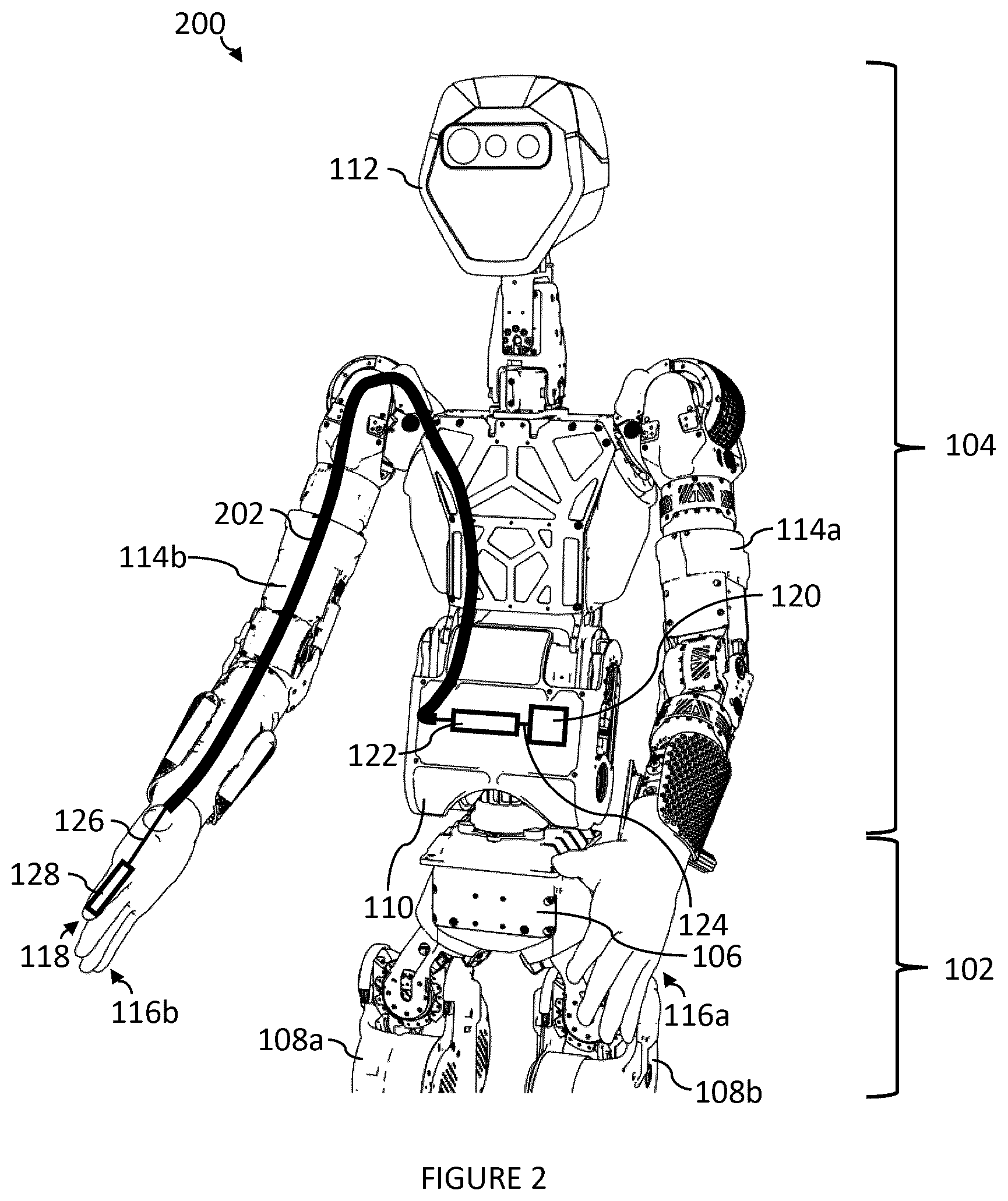Patent US12569982 Figure 2 – Systems, devices, and methods for a hydraulic robotic arm