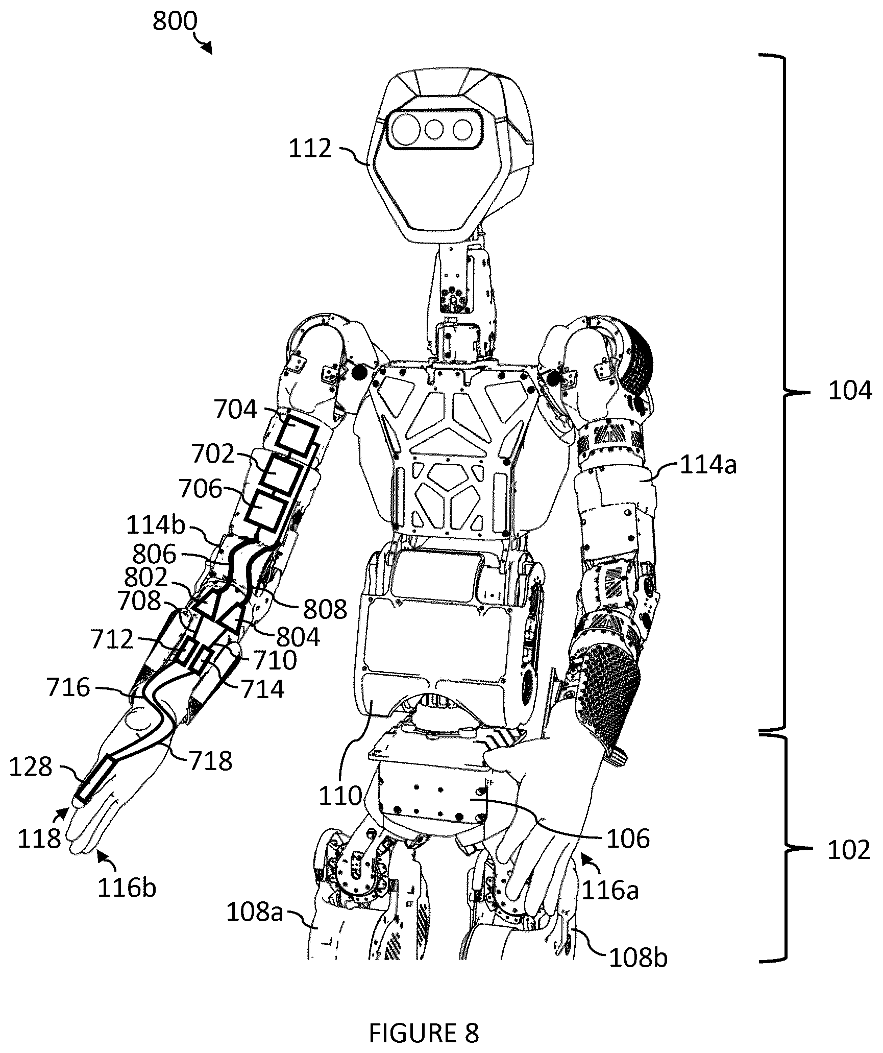 Patent US12569982 Figure 8 – Systems, devices, and methods for a hydraulic robotic arm