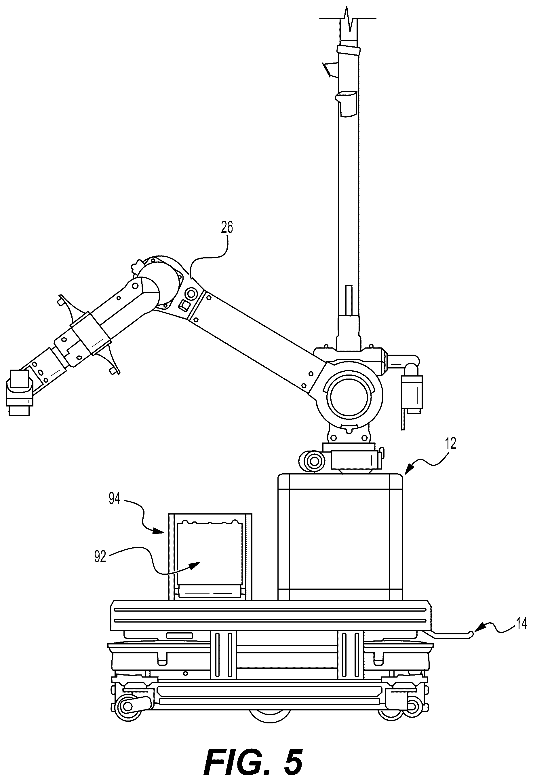 Patent US12569986 Figure 5 – Robotic arm system