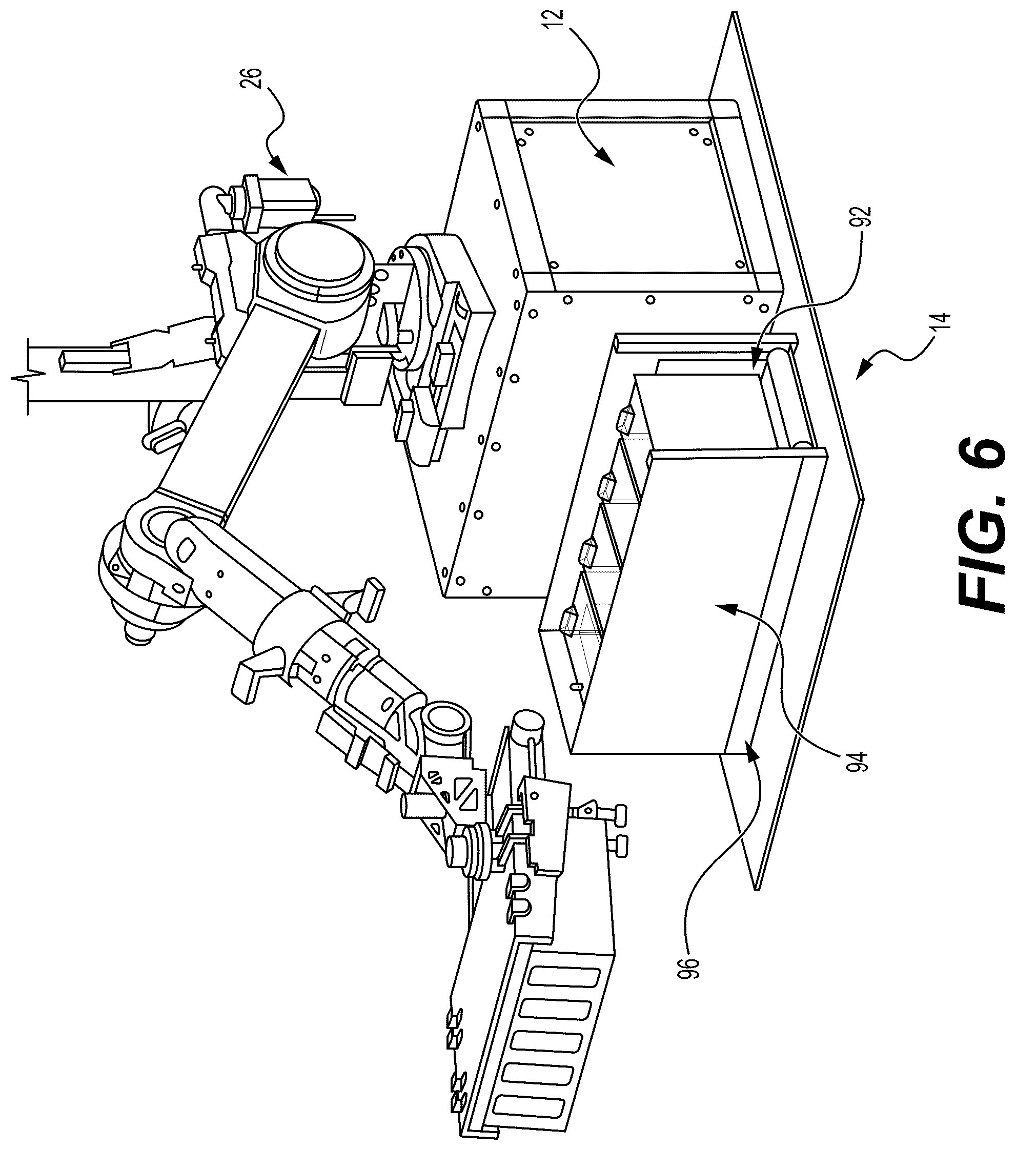 Patent US12569986 Figure 6 – Robotic arm system