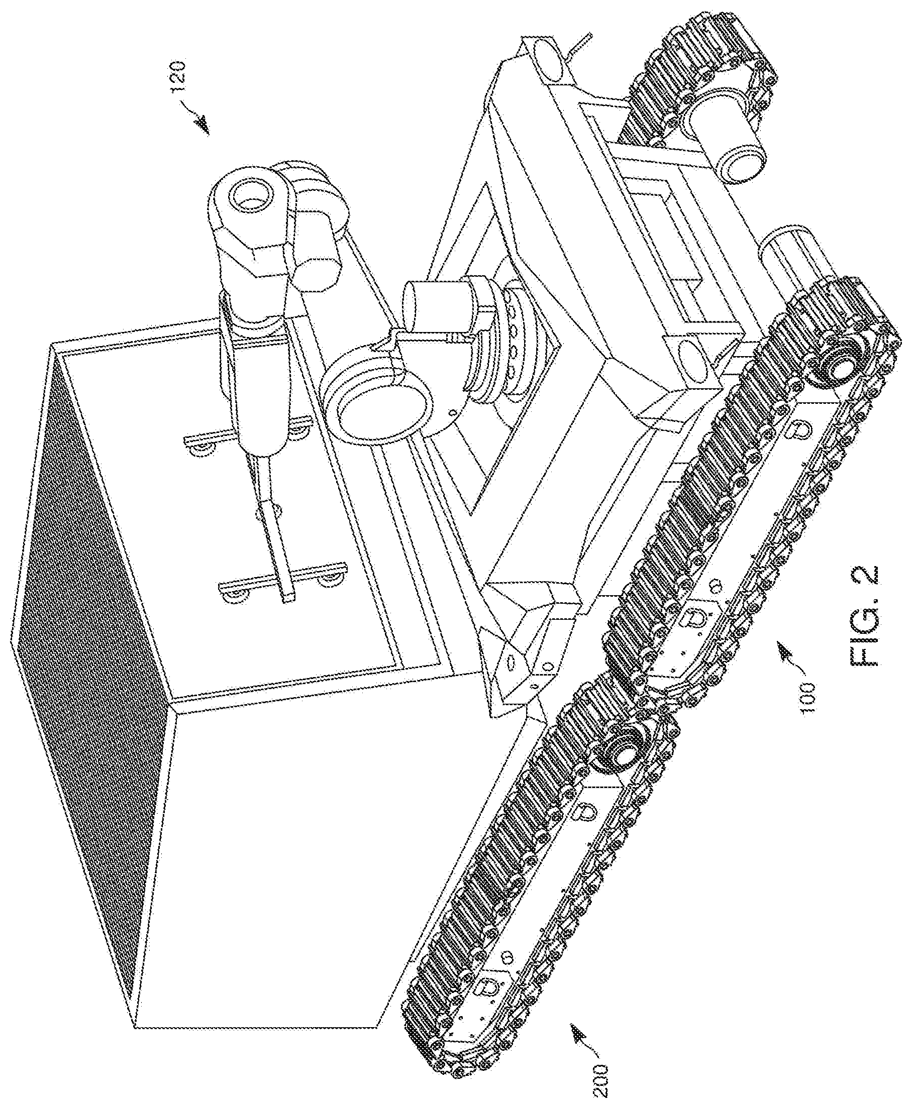 Patent US12569987 Figure 2 – Robotic arm cooperating with an off-road capable base vehicle