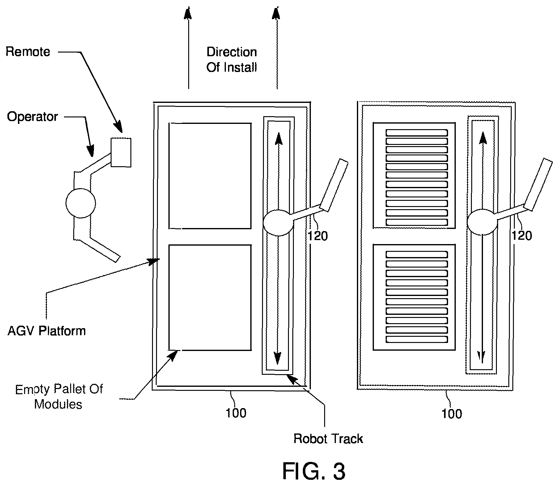 Patent US12569987 Figure 3 – Robotic arm cooperating with an off-road capable base vehicle