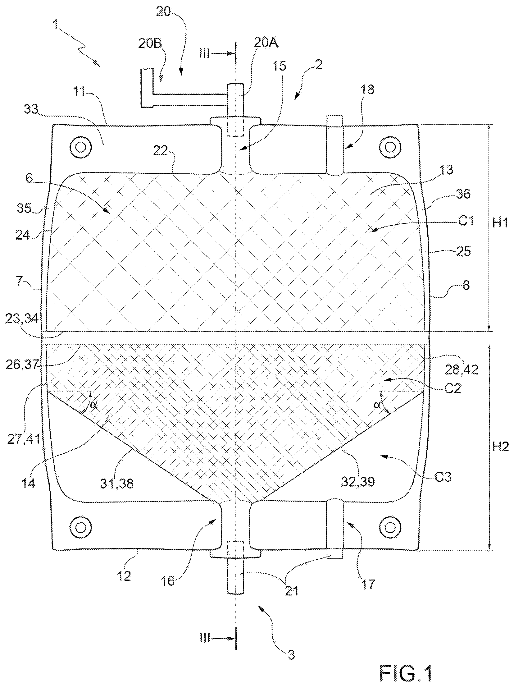 Patent US12576007 Figure 1 – Flexible bag for the preparation of adipose tissue grafts and relative kit