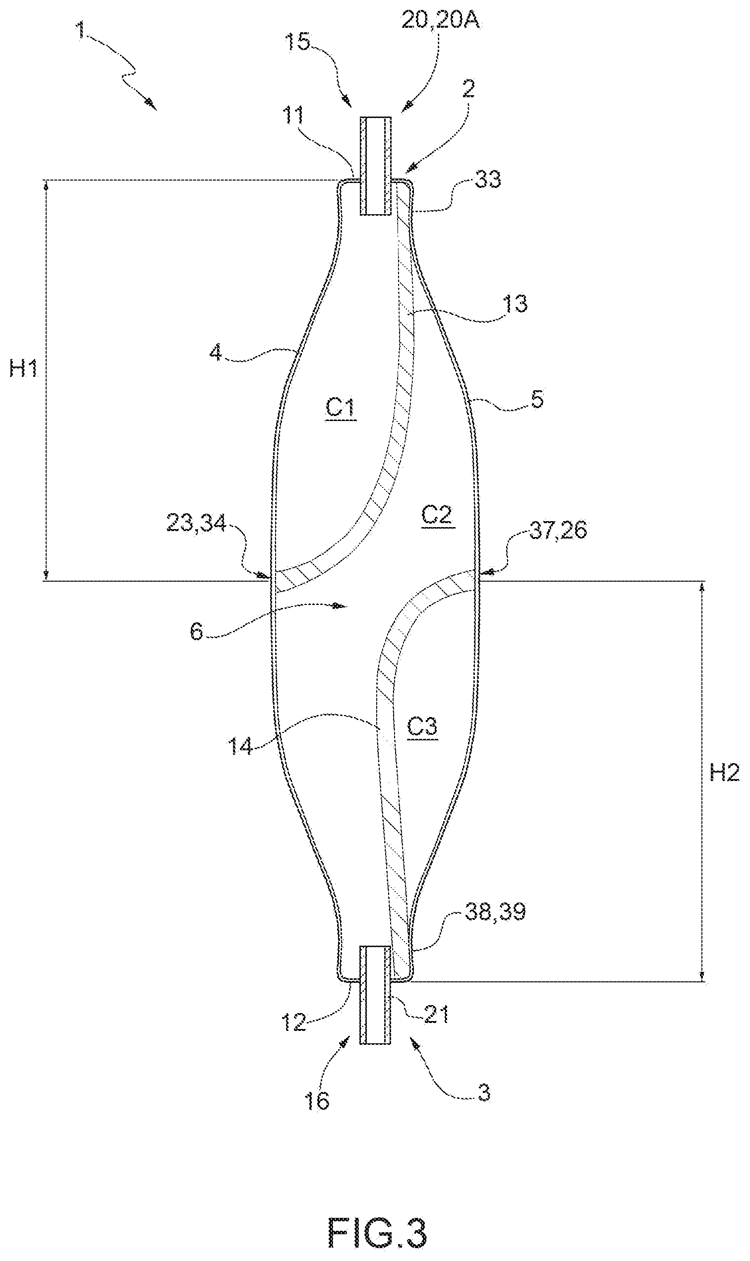 Patent US12576007 Figure 3 – Flexible bag for the preparation of adipose tissue grafts and relative kit