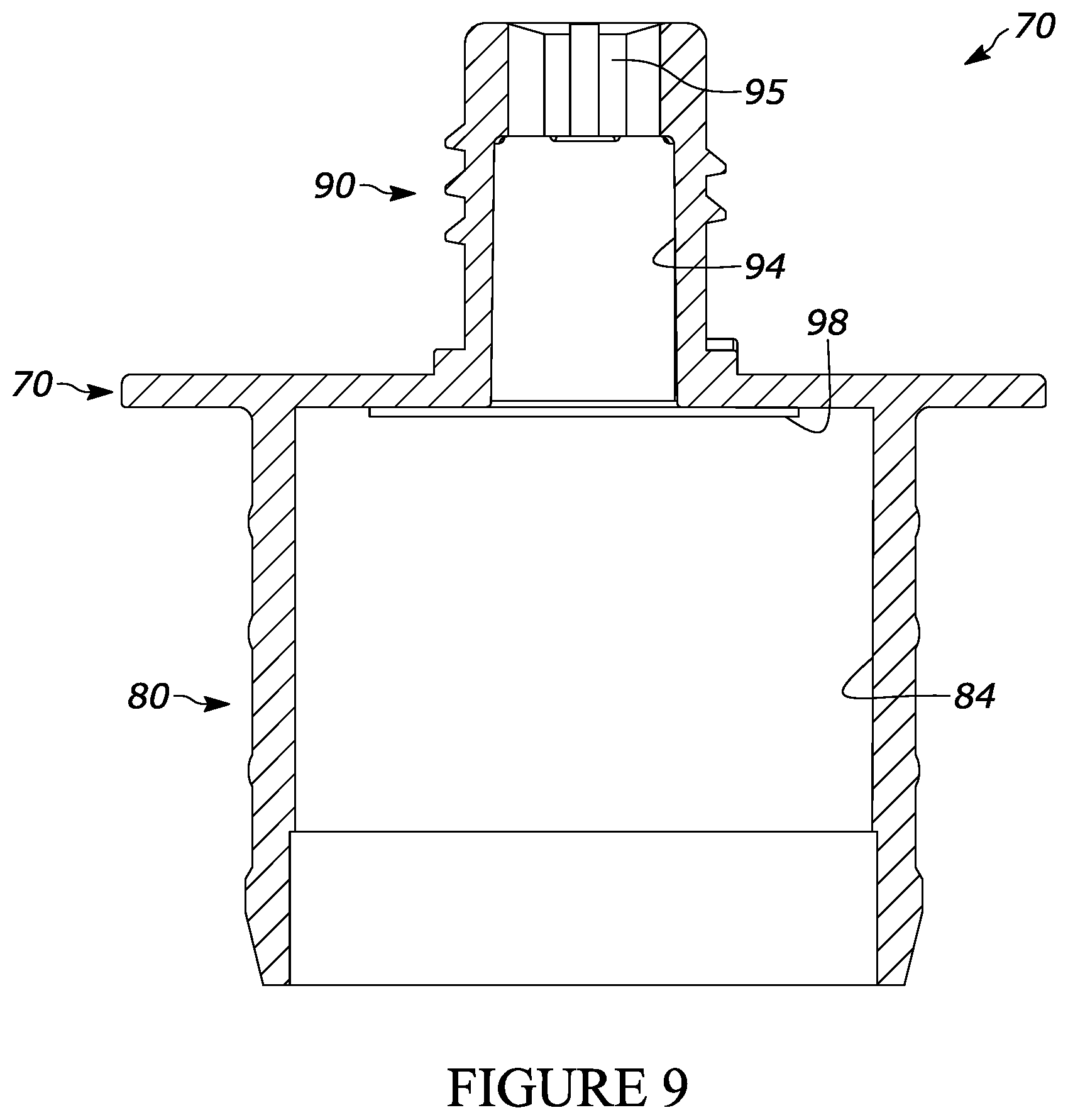 Patent US12576008 Figure 8 – Flexible container assembly and fitment assembly for a flexible container assembly