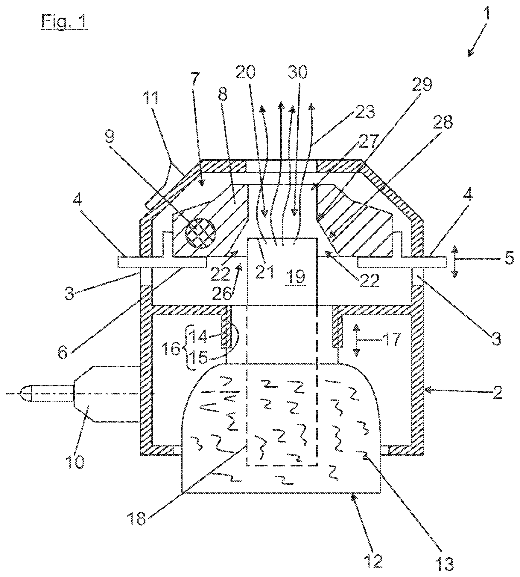 Patent US12576177 Figure 1 – Device and method for evaporating volatile substances, especially perfumes and/or insecticides, and heating body