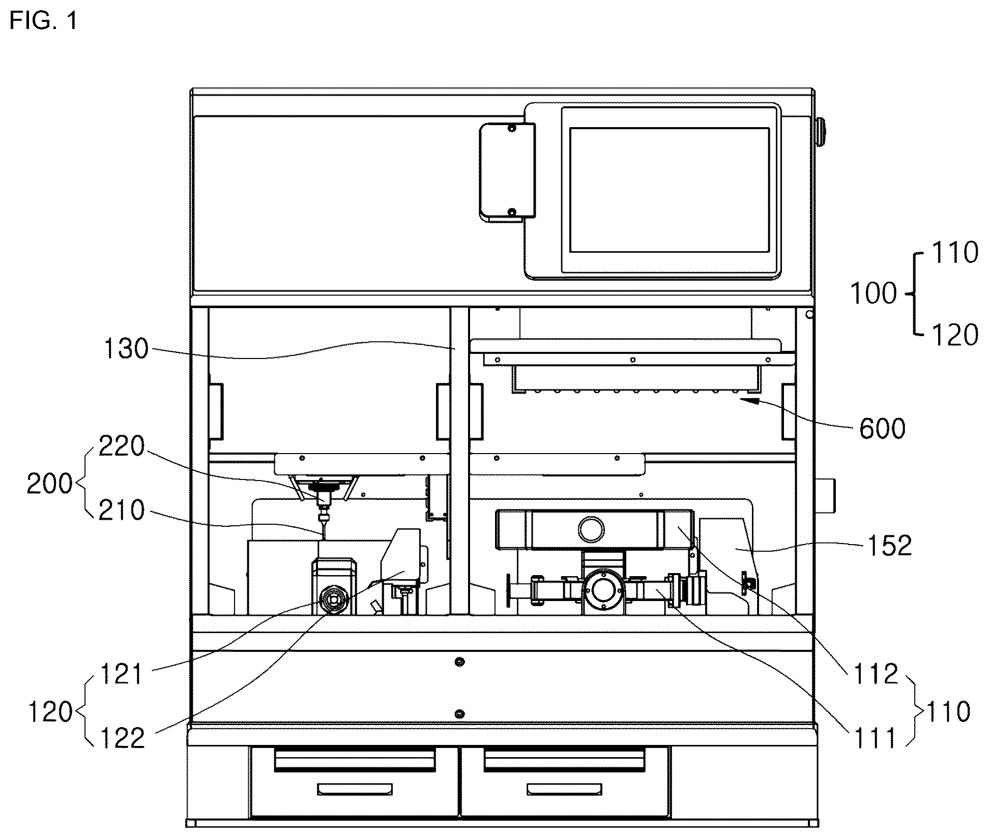Patent US12576178 Figure 1 – Apparatus for processing artificial tooth with disinfection and sterilization function