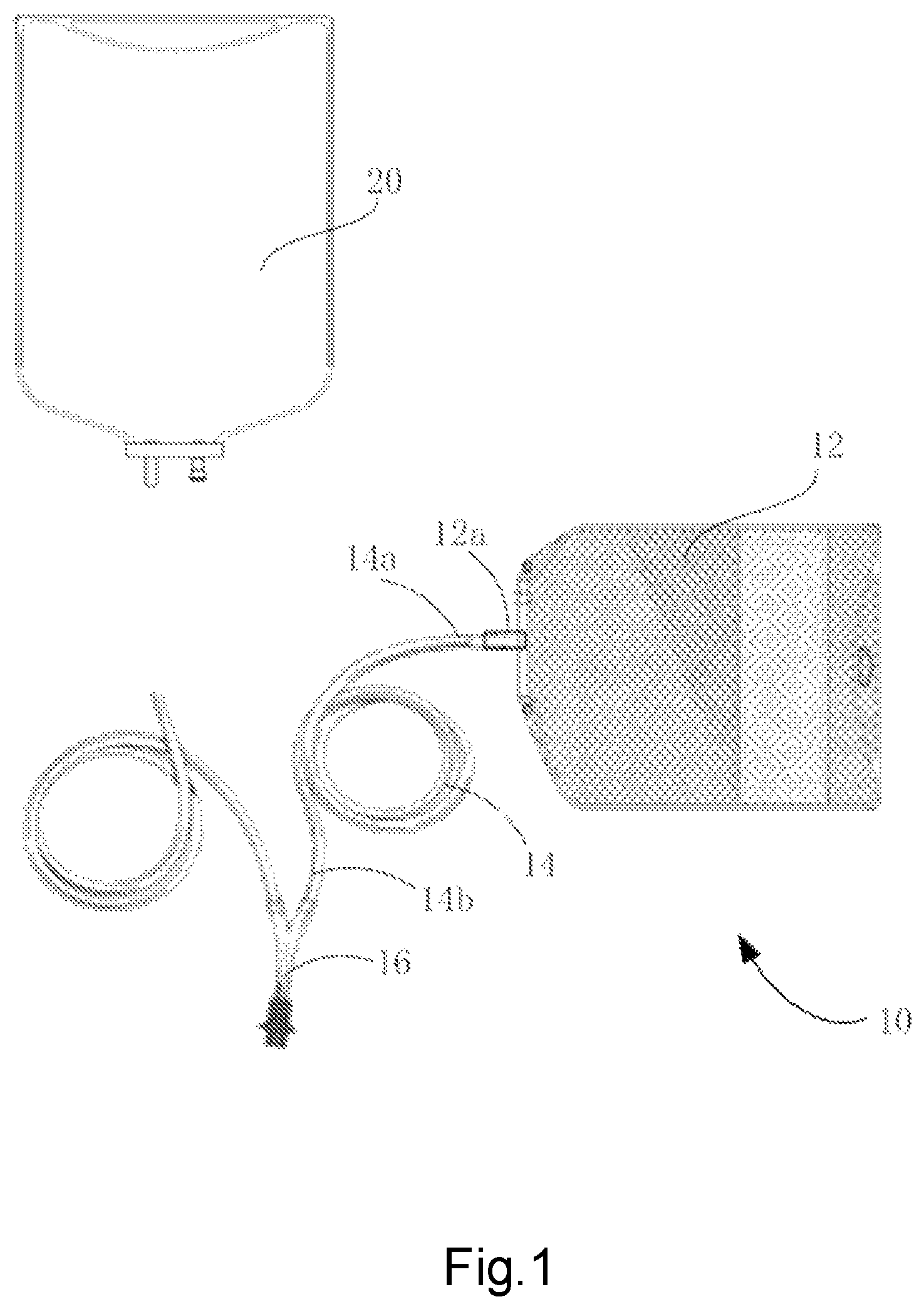 Patent US12576196 Figure 1 – Medical fluid container assembling system and method