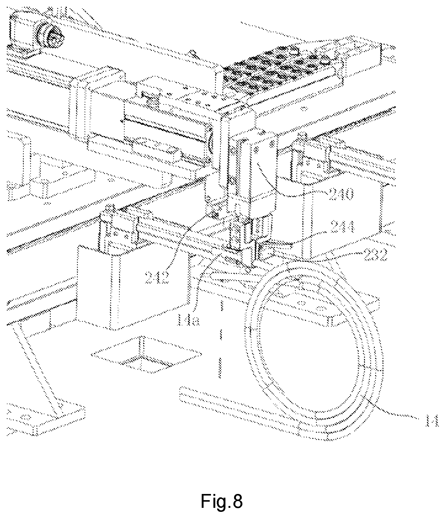 Patent US12576196 Figure 8 – Medical fluid container assembling system and method