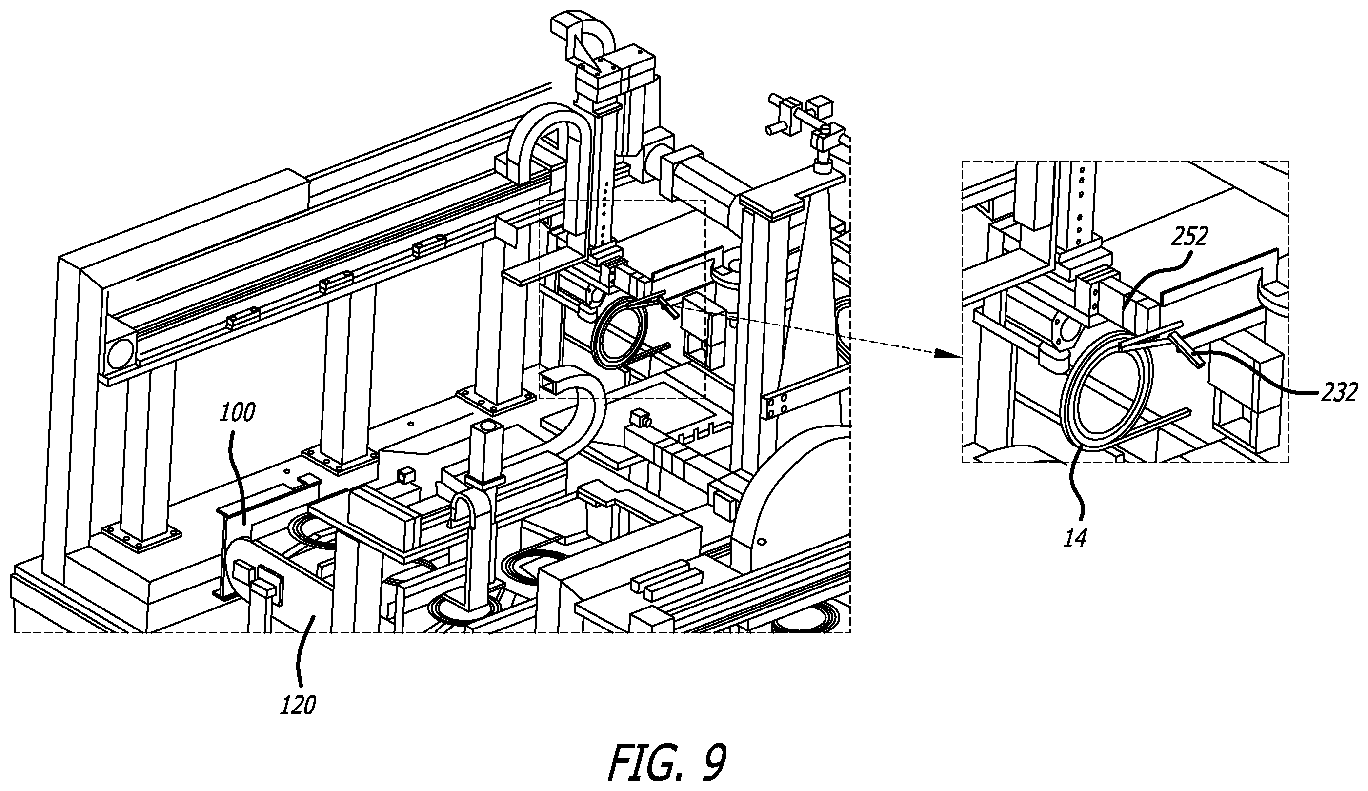 Patent US12576196 Figure 9 – Medical fluid container assembling system and method