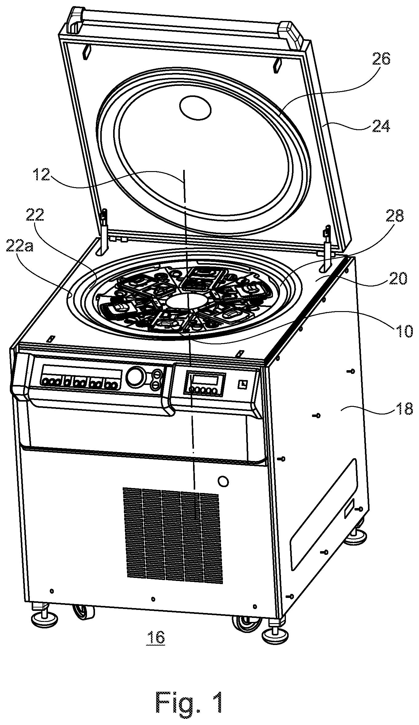 Patent US12576202 Figure 1 – Insert for a centrifuge rotor having lubricant-free bearing