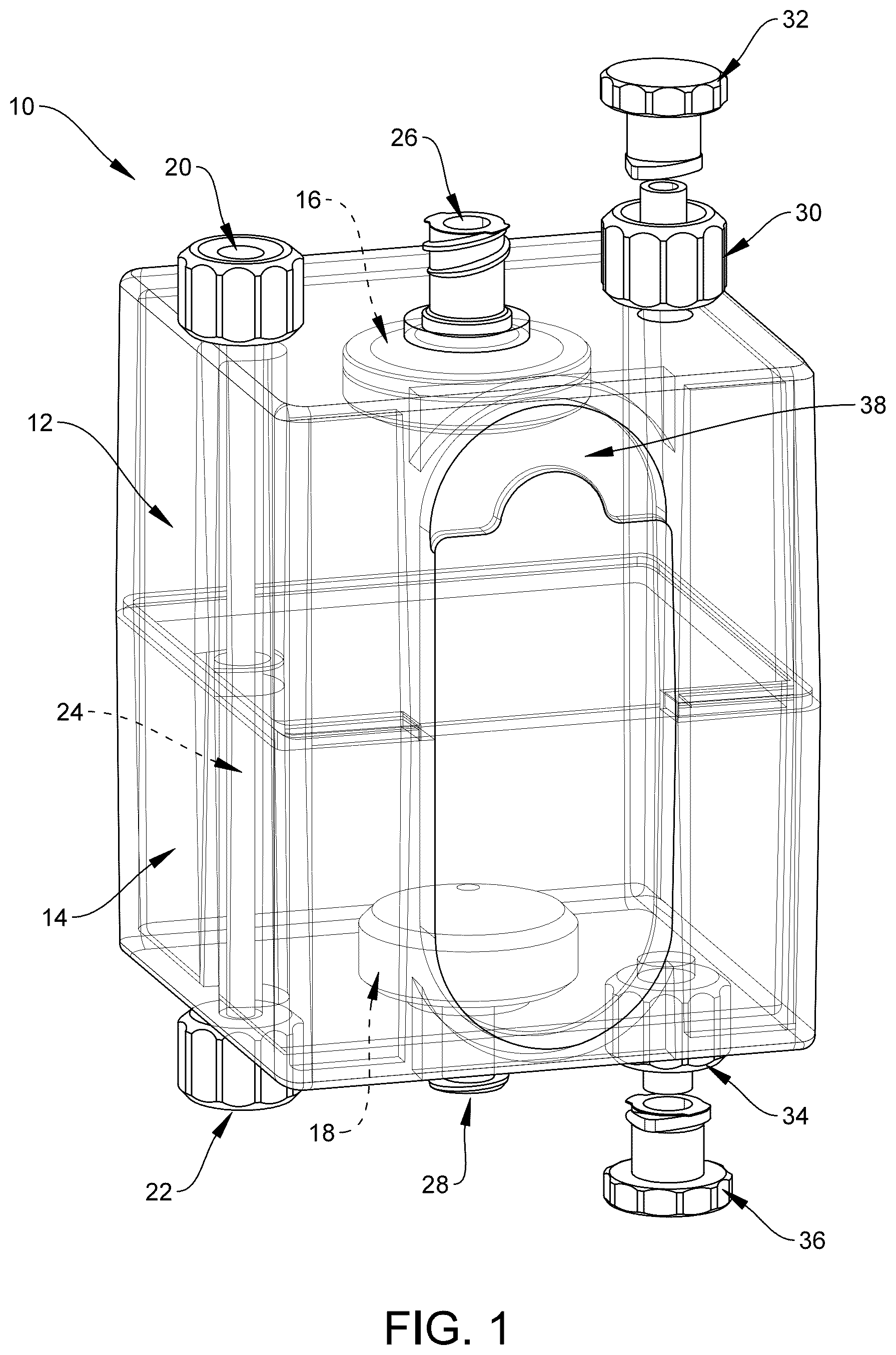 Patent US12576203 Figure 1 – Fluid collection canister for use with sub-atmospheric pressure pump