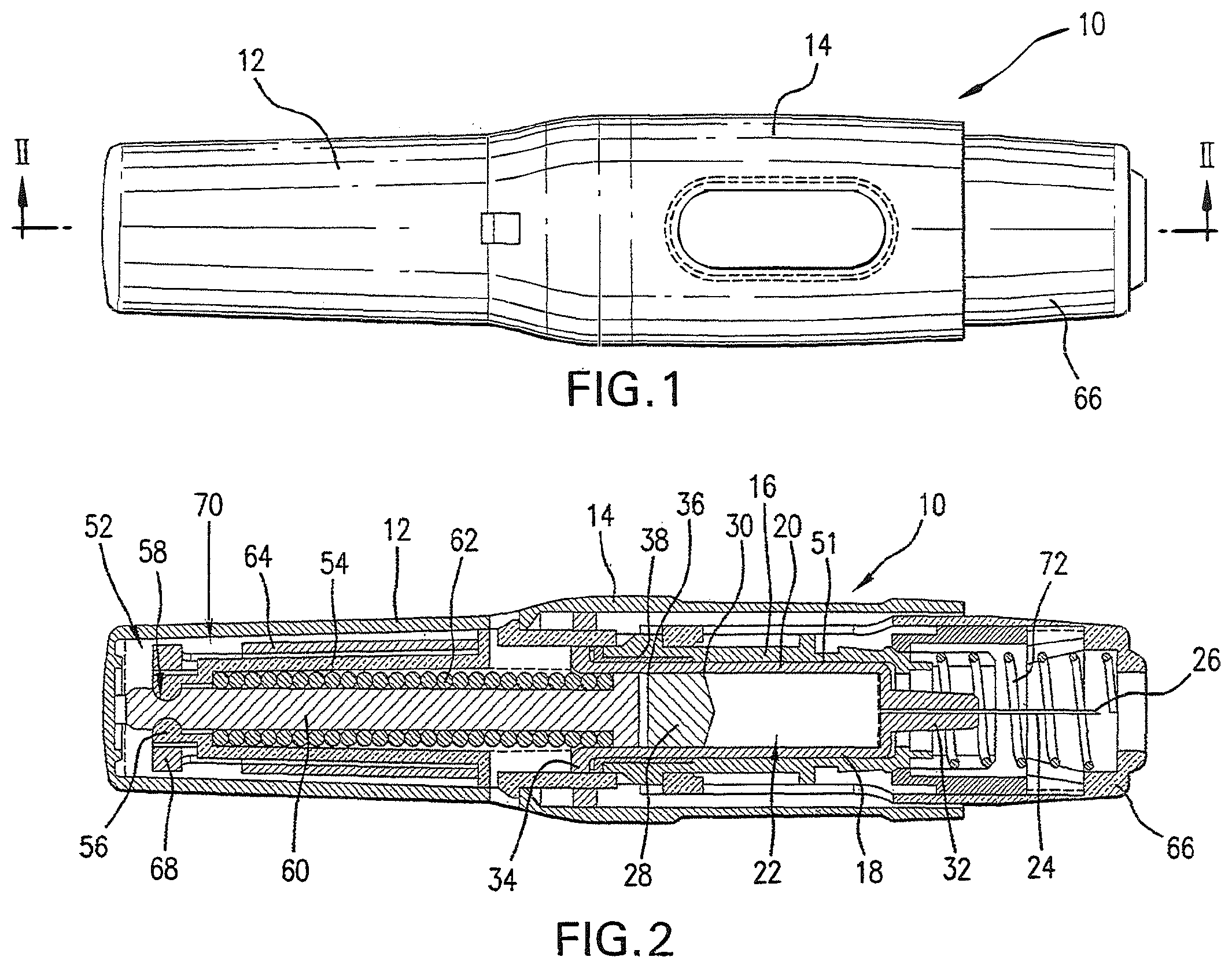 Patent US12576210 Figure 1 – Prefilled syringe injector