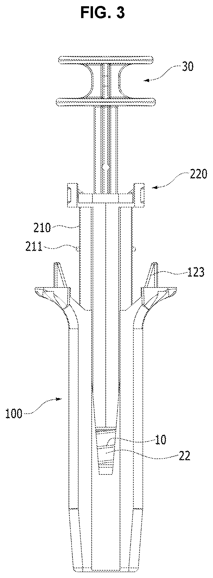 Patent US12576216 Figure 3 – Disposable injection device with locking structure to prevent reuse