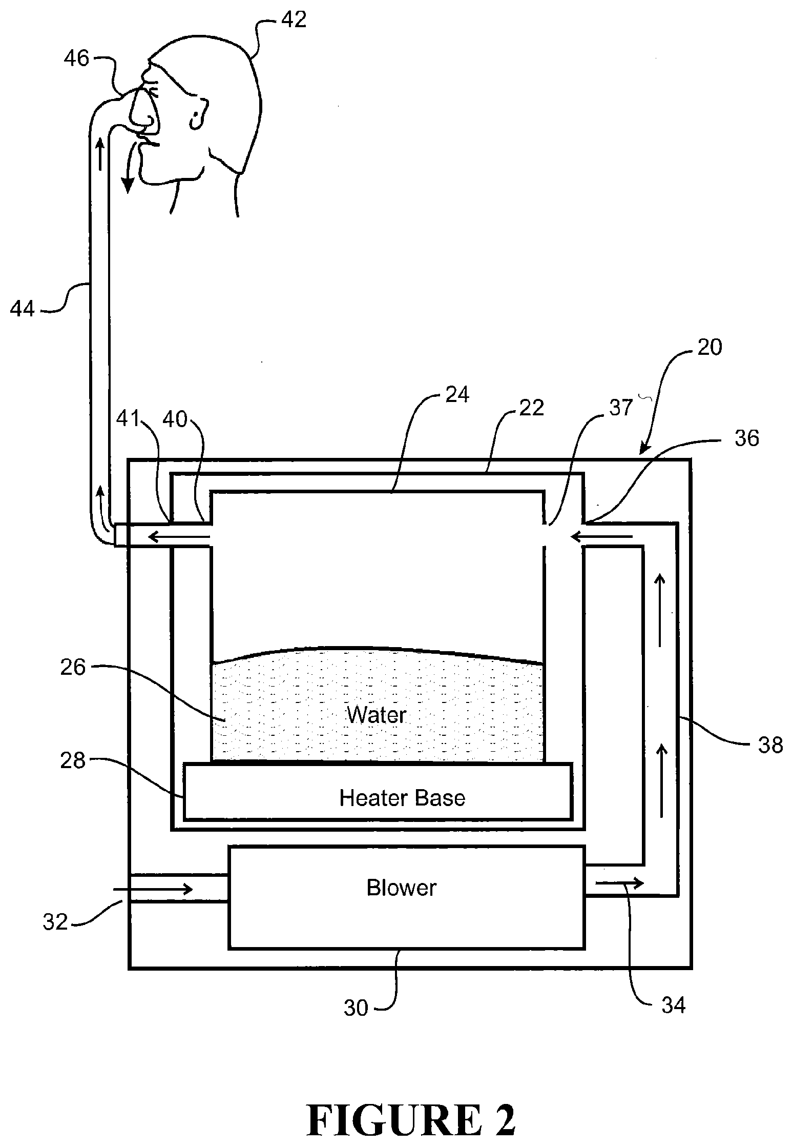 Patent US12576235 Figure 2 – Humidification chamber for a respiratory assistance apparatus