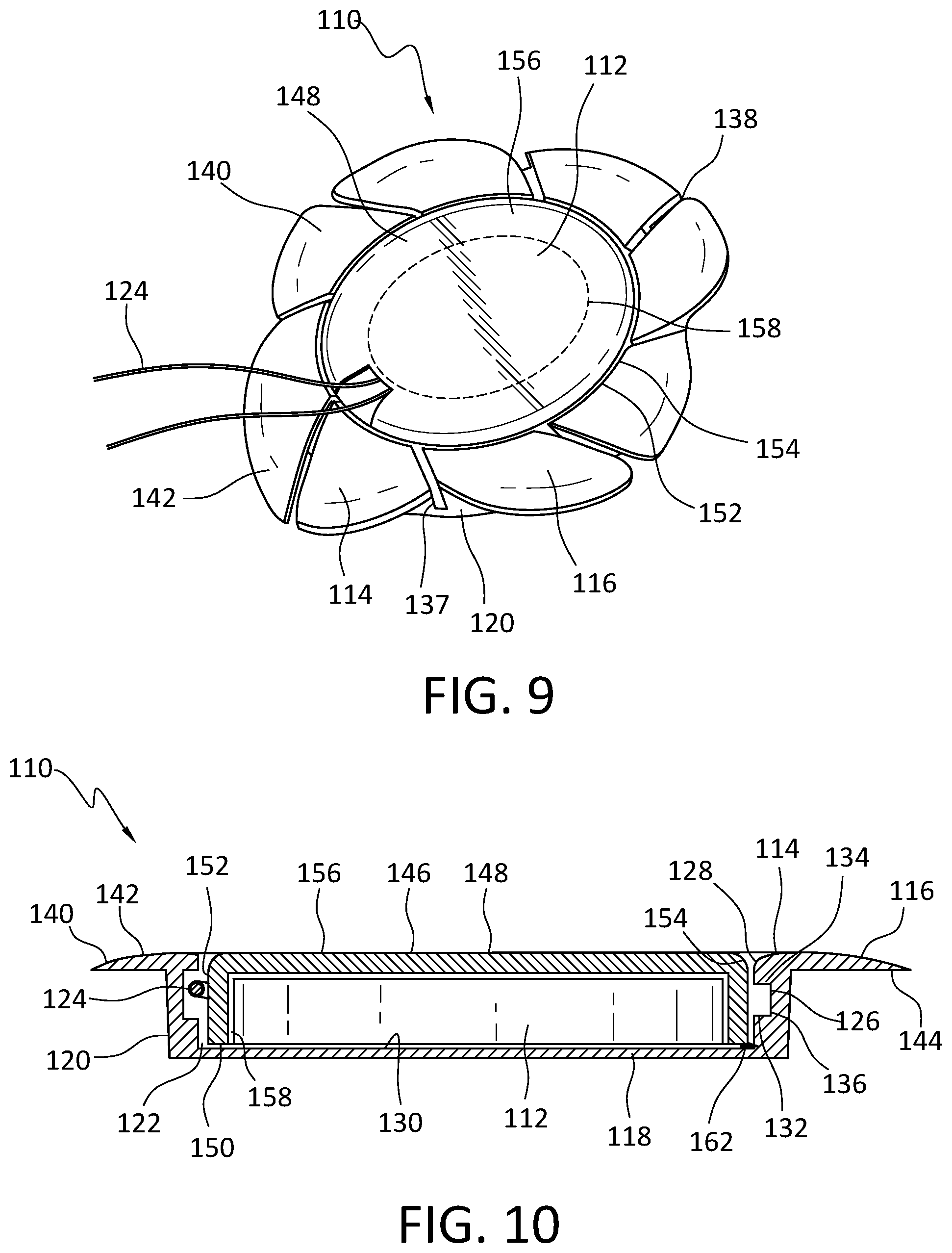 Patent US12576266 Figure 5 – Cranial implant with wire management structure