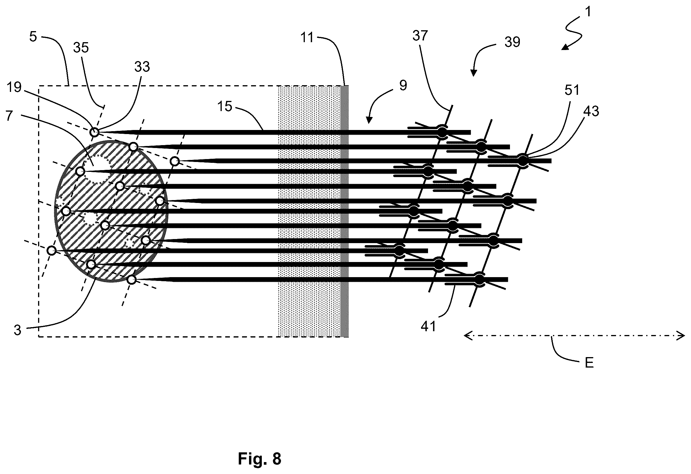 Patent US12576283 Figure 8 – System for performing transcutaneous photodynamic therapy (PDT) in an organ or organ segment of an organic body