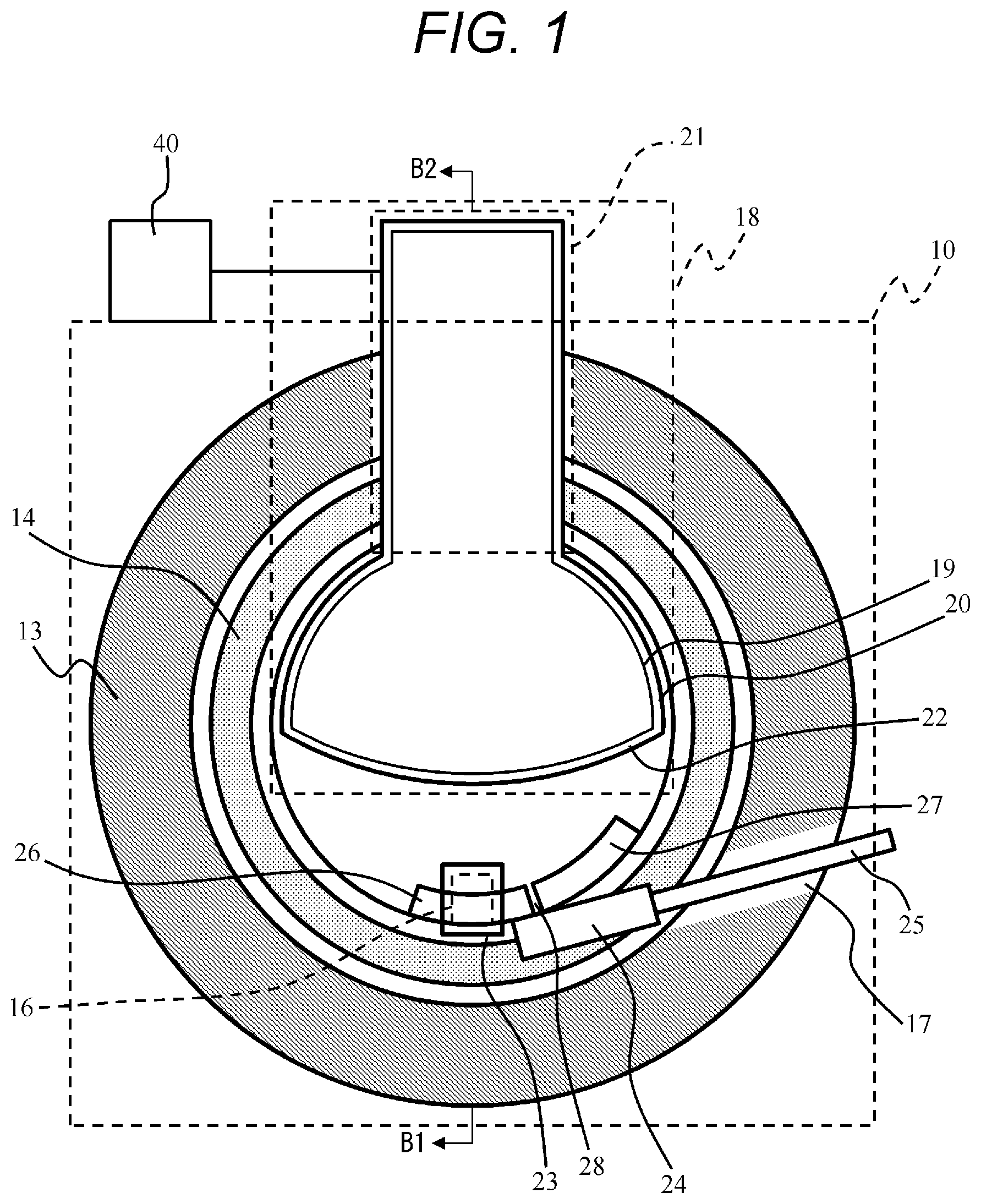 Patent US12576287 Figure 1 – Circular accelerator and particle beam treatment system