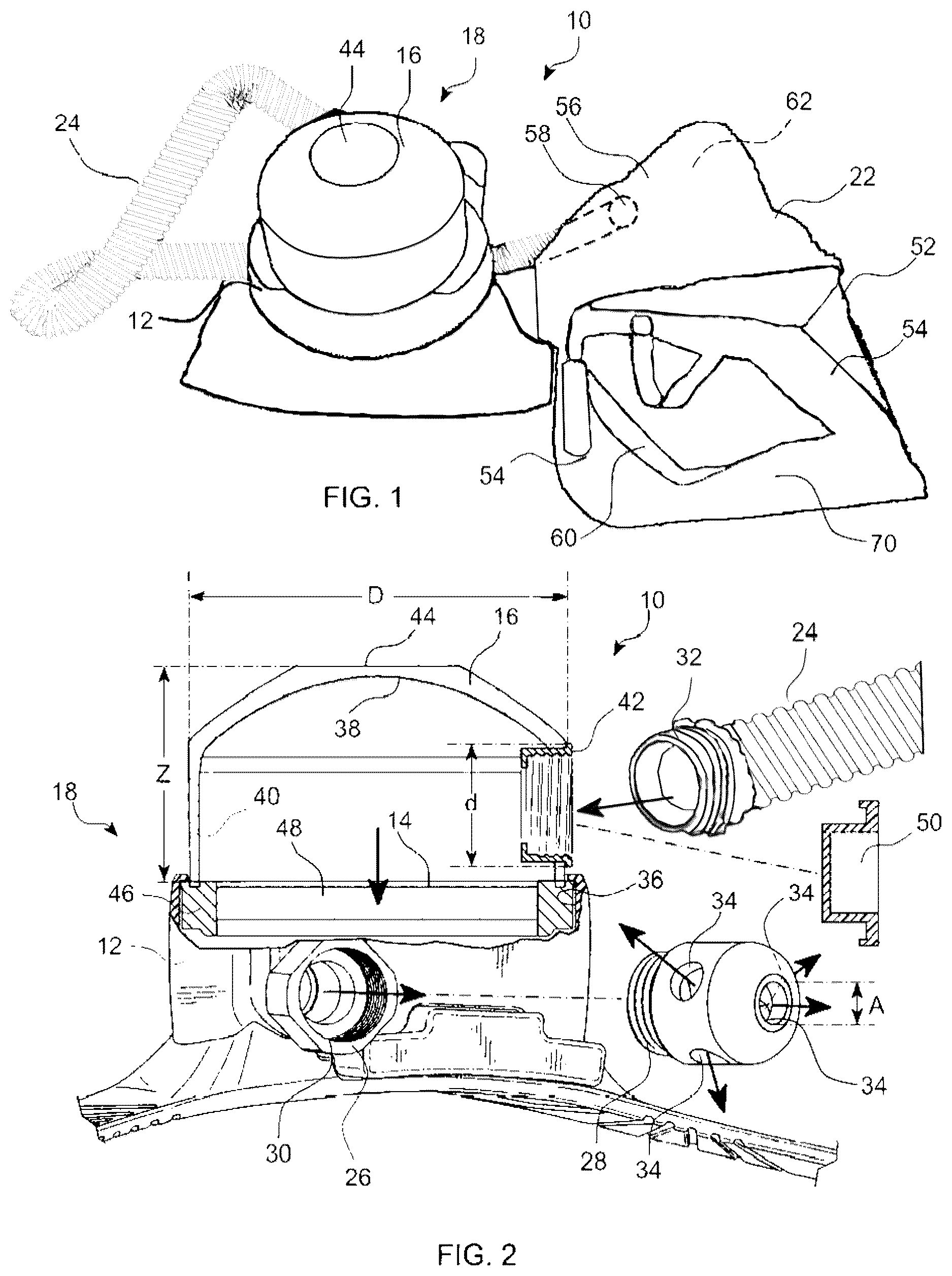 Patent US12576290 Figure 1 – Respiratory pump arrangement for personal respiratory isolation and method of use
