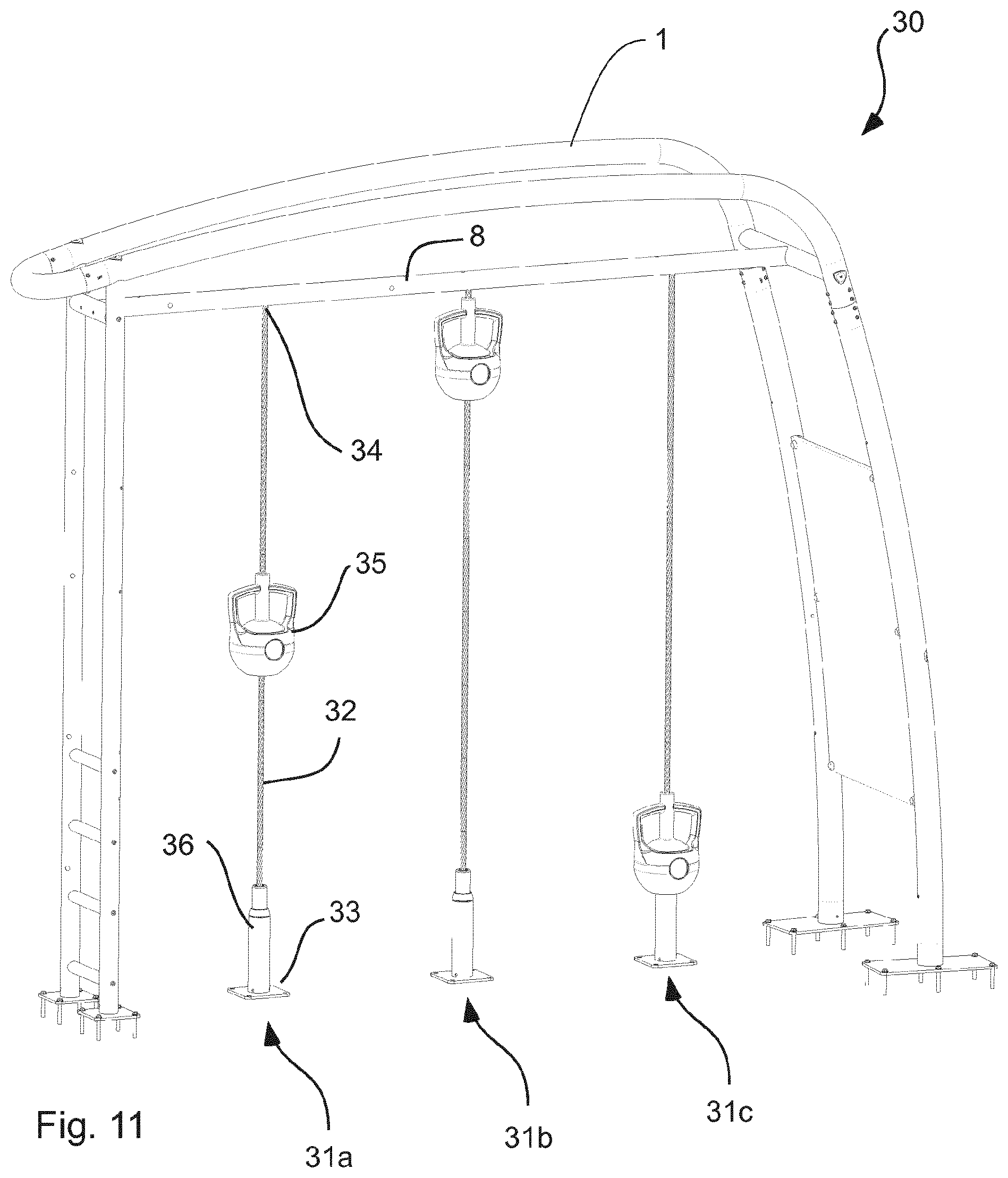 Patent US12576298 Figure 5 – Fitness system, fitness assembly arrangement and functional fitness elements