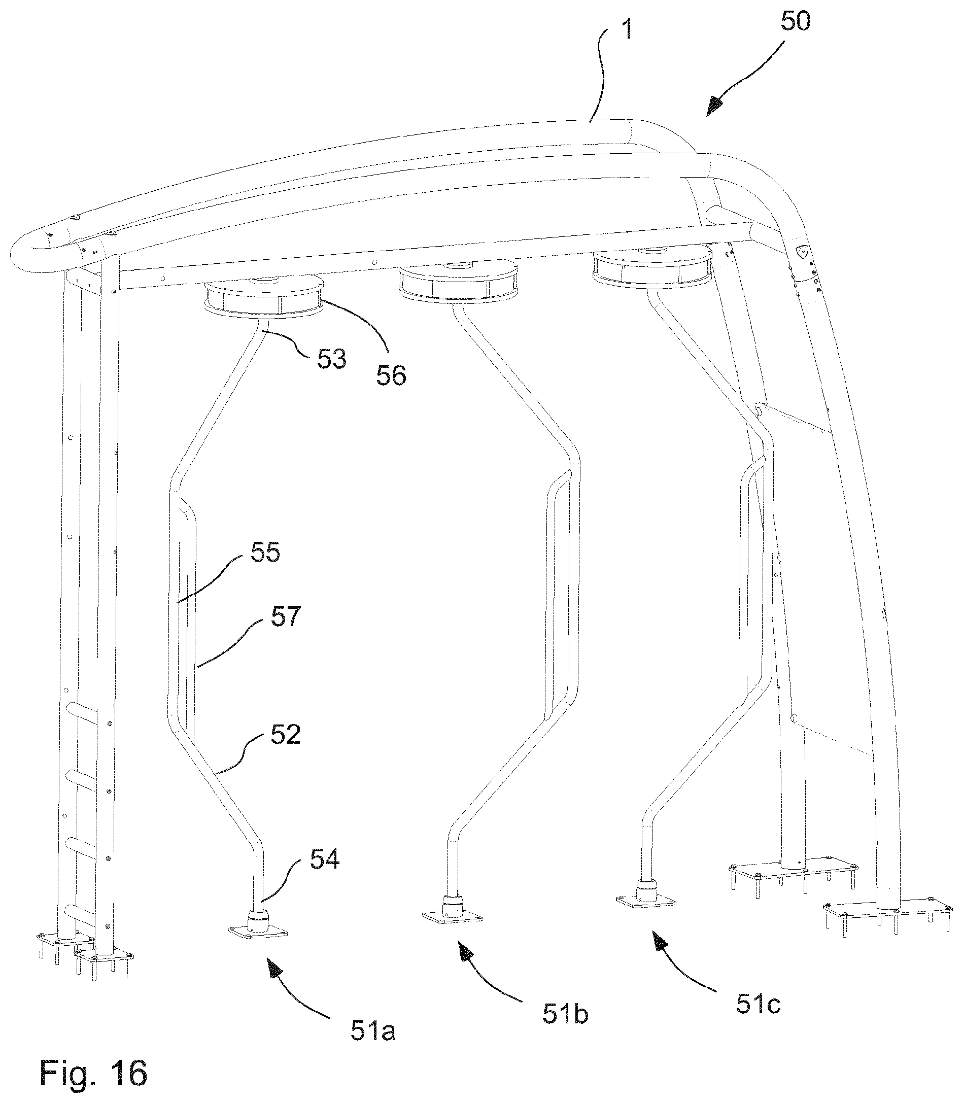 Patent US12576298 Figure 8 – Fitness system, fitness assembly arrangement and functional fitness elements