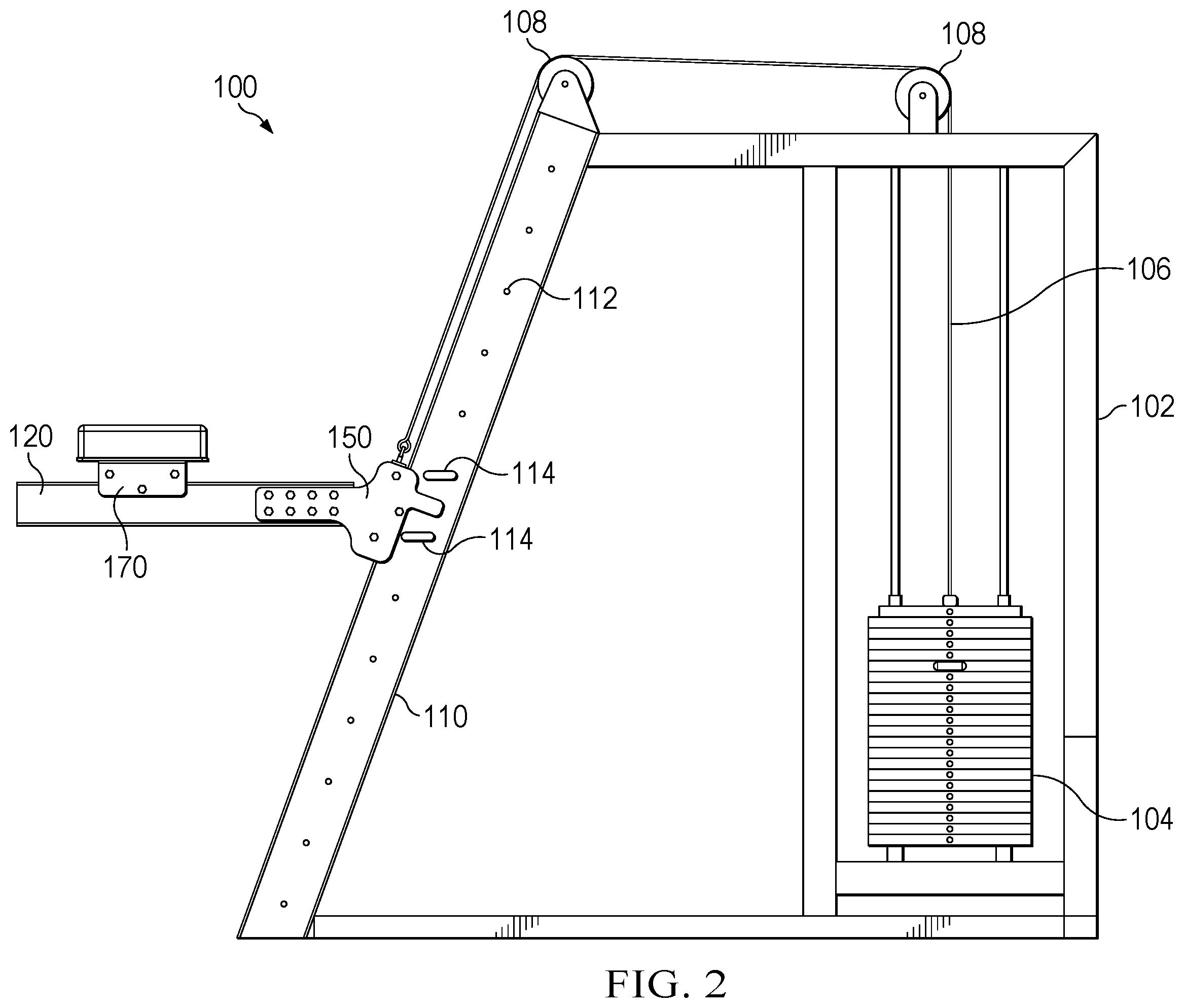Patent US12576300 Figure 2 – Assisted planche exercise apparatus