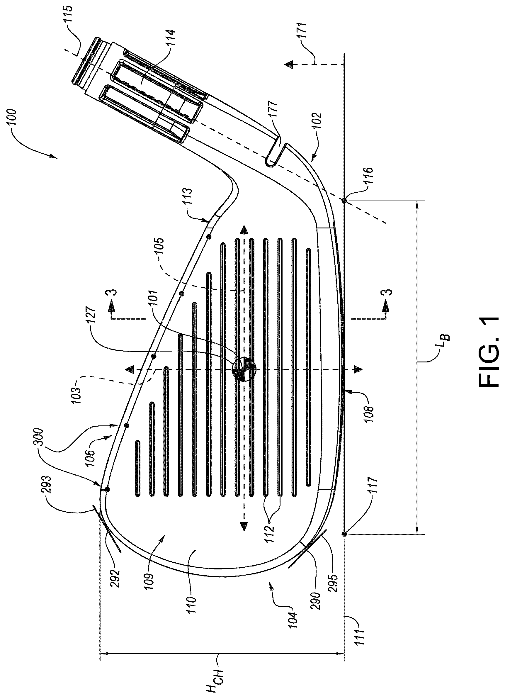 Patent US12576315 Figure 1 – Clubheads for iron-type golf clubs