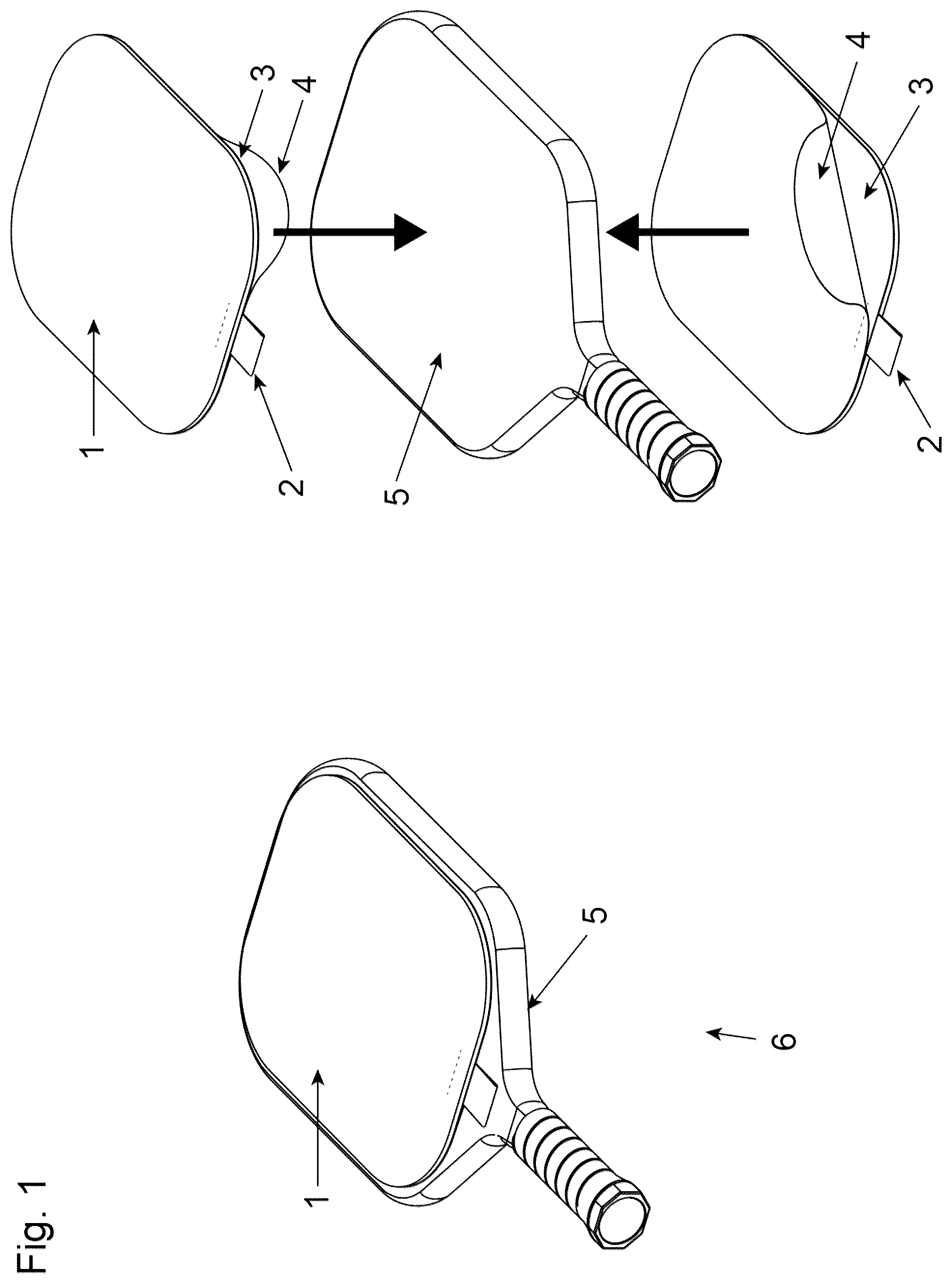 Patent US12576319 Figure 1 – Sound-dampening pad for a paddle