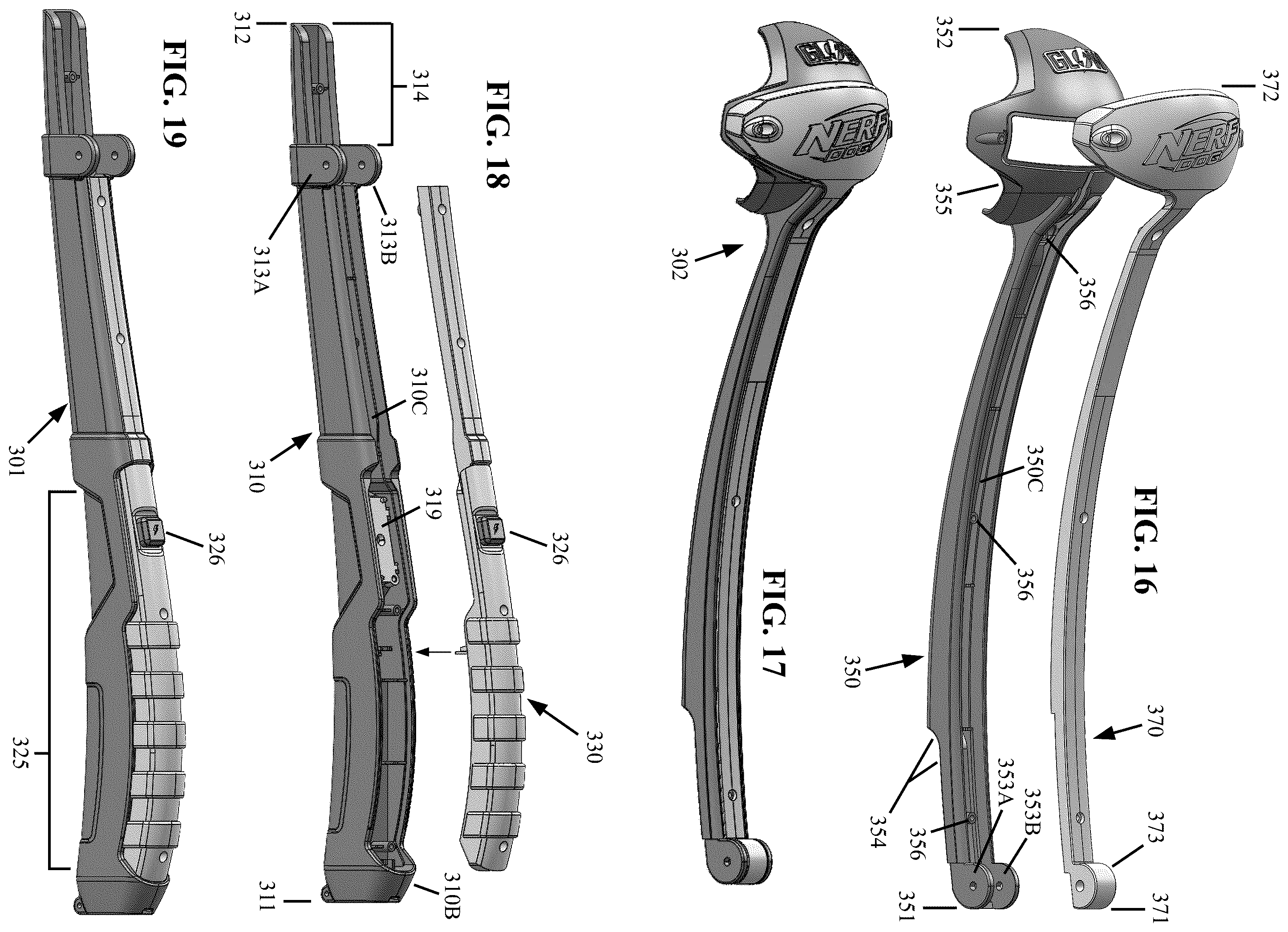 Patent US12576322 Figure 5 – Foldable ball throwing device, with light charging of a glow-in-the-dark ball
